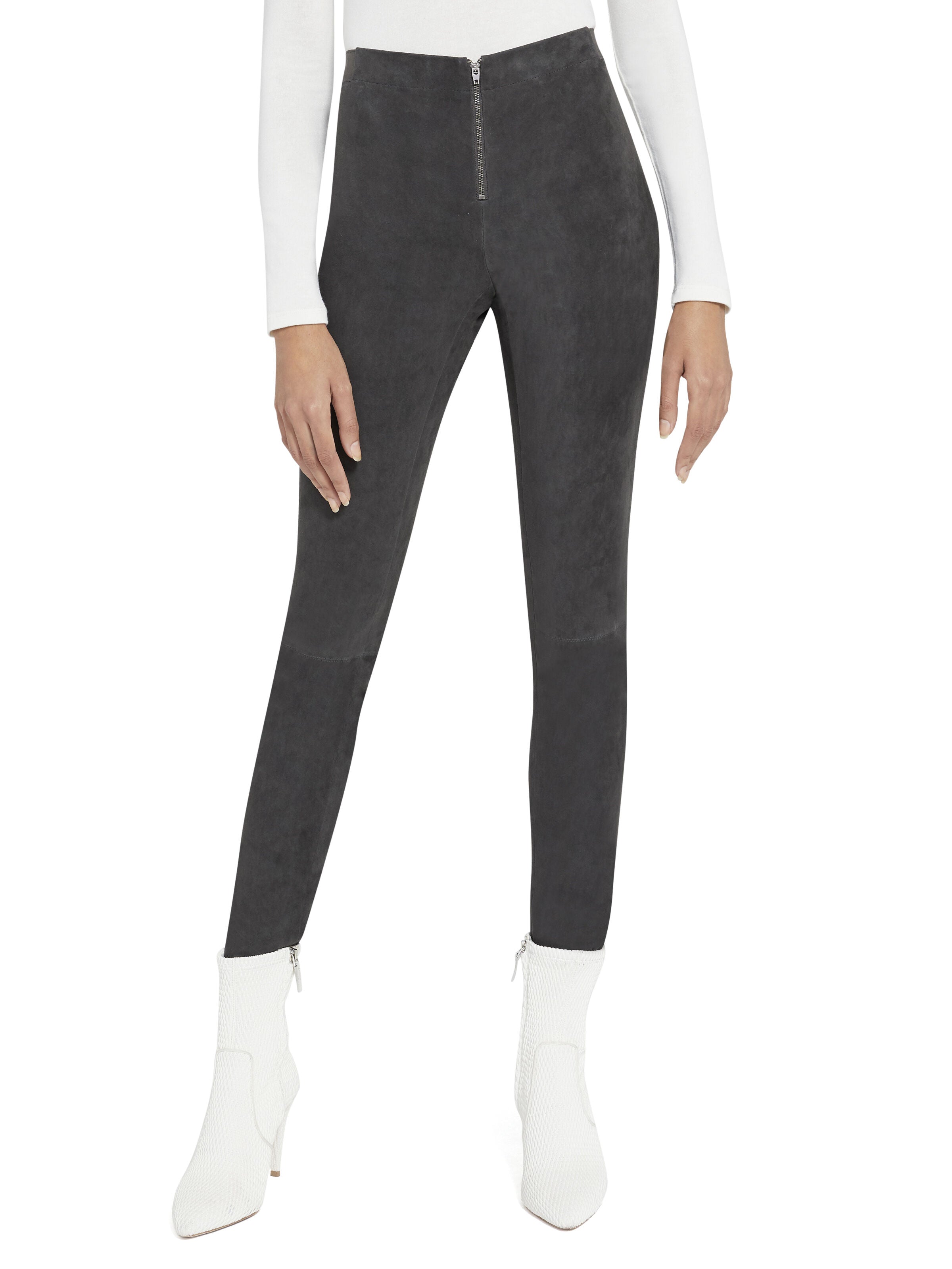 LEGGINGS IN CAMOSCIO CON CERNIERA FRONTALE-ALICE + OLIVIA