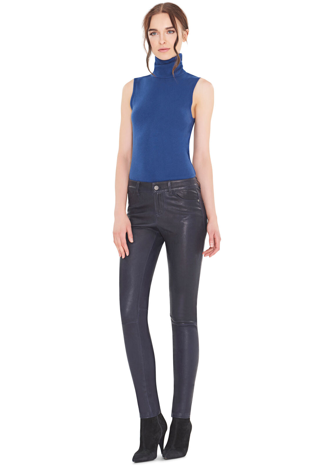 ANGIE LEATHER 5 PKT PANT-Black-ALICE + OLIVIA