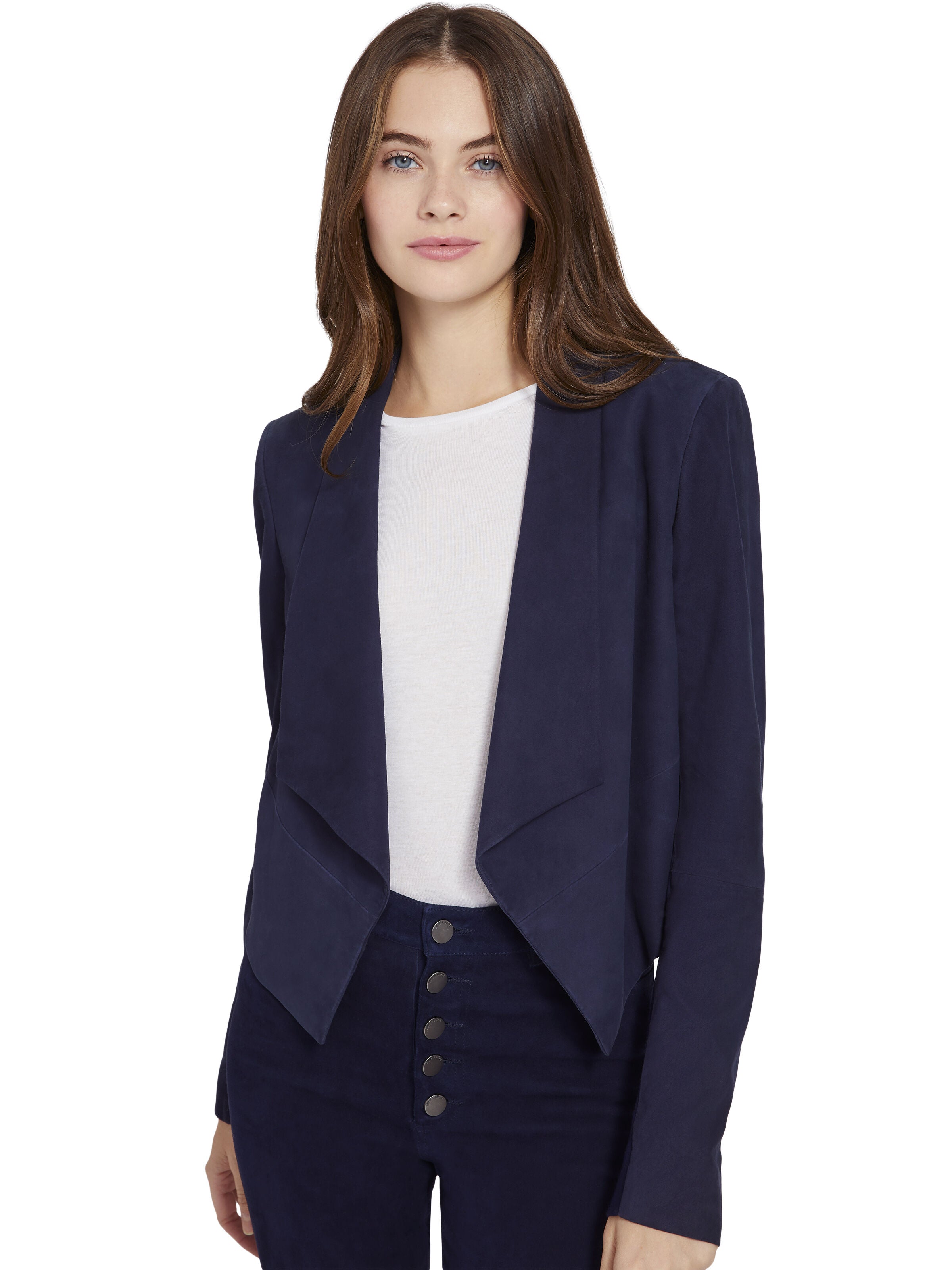 HARVEY SUEDE OPEN FRNT DRP JKT-MOSS-ALICE + OLIVIA