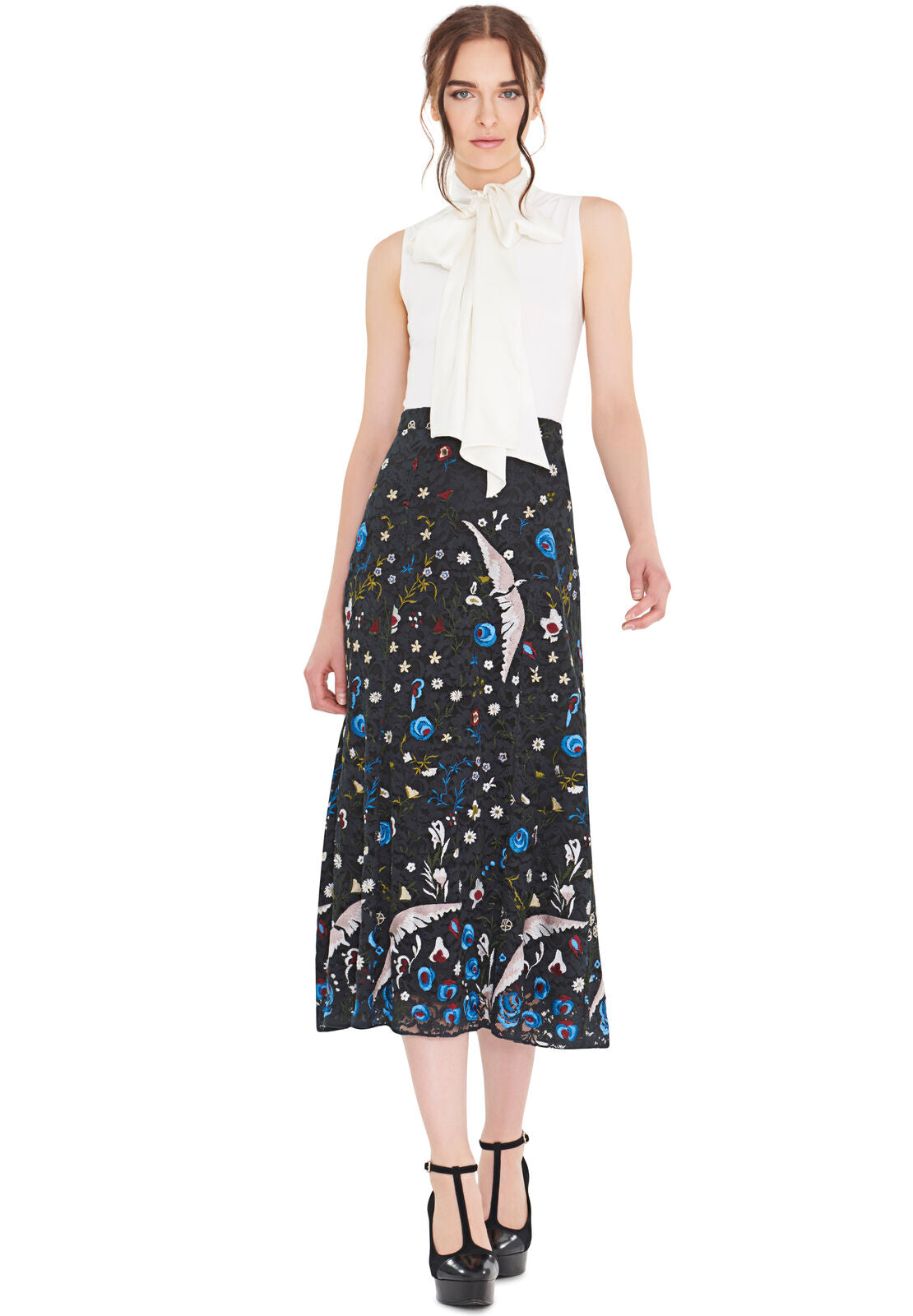 GLYNDA FITTD HGH NCK TNK W BW-CREAM-ALICE + OLIVIA