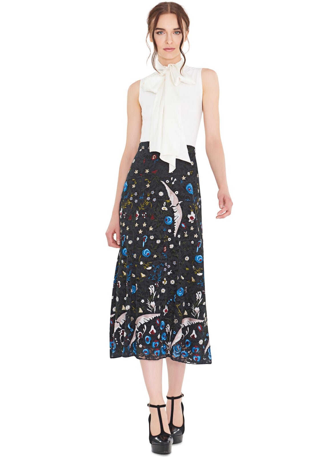 GLYNDA FITTD HGH NCK TNK W BW-CREAM-ALICE + OLIVIA