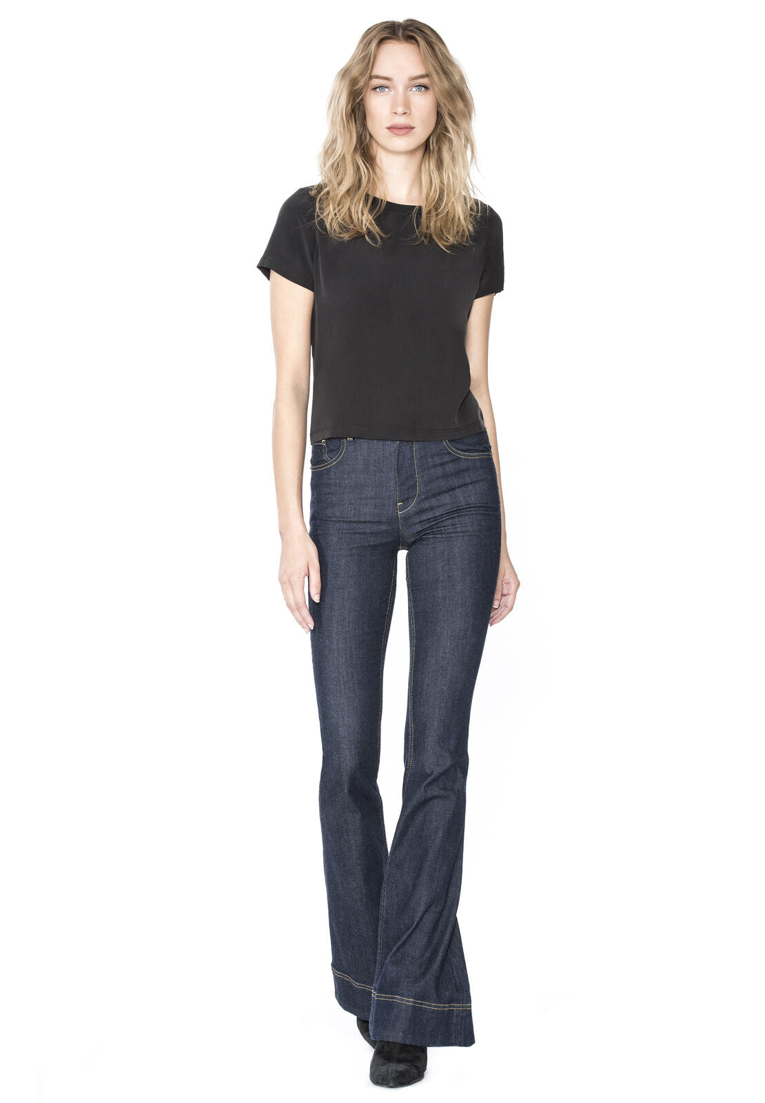 LANA T SHIRT W RIB TRIM-Black-ALICE + OLIVIA