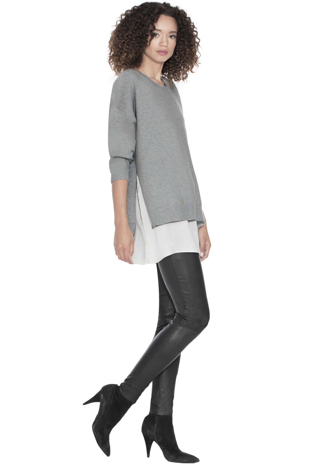 ELDRIDGE SDE SLT TNC UNDRSHRT-LT HTHR GREY/SOFT WHITE-ALICE + OLIVIA