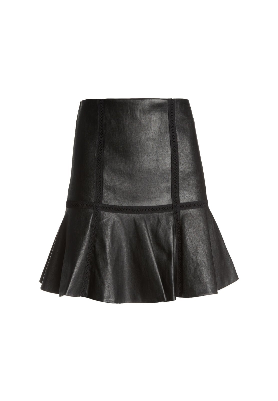 JUPE ÉVASÉE AJUSTÉE EN CUIR DELMA AVEC INSERTS-ALICE + OLIVIA