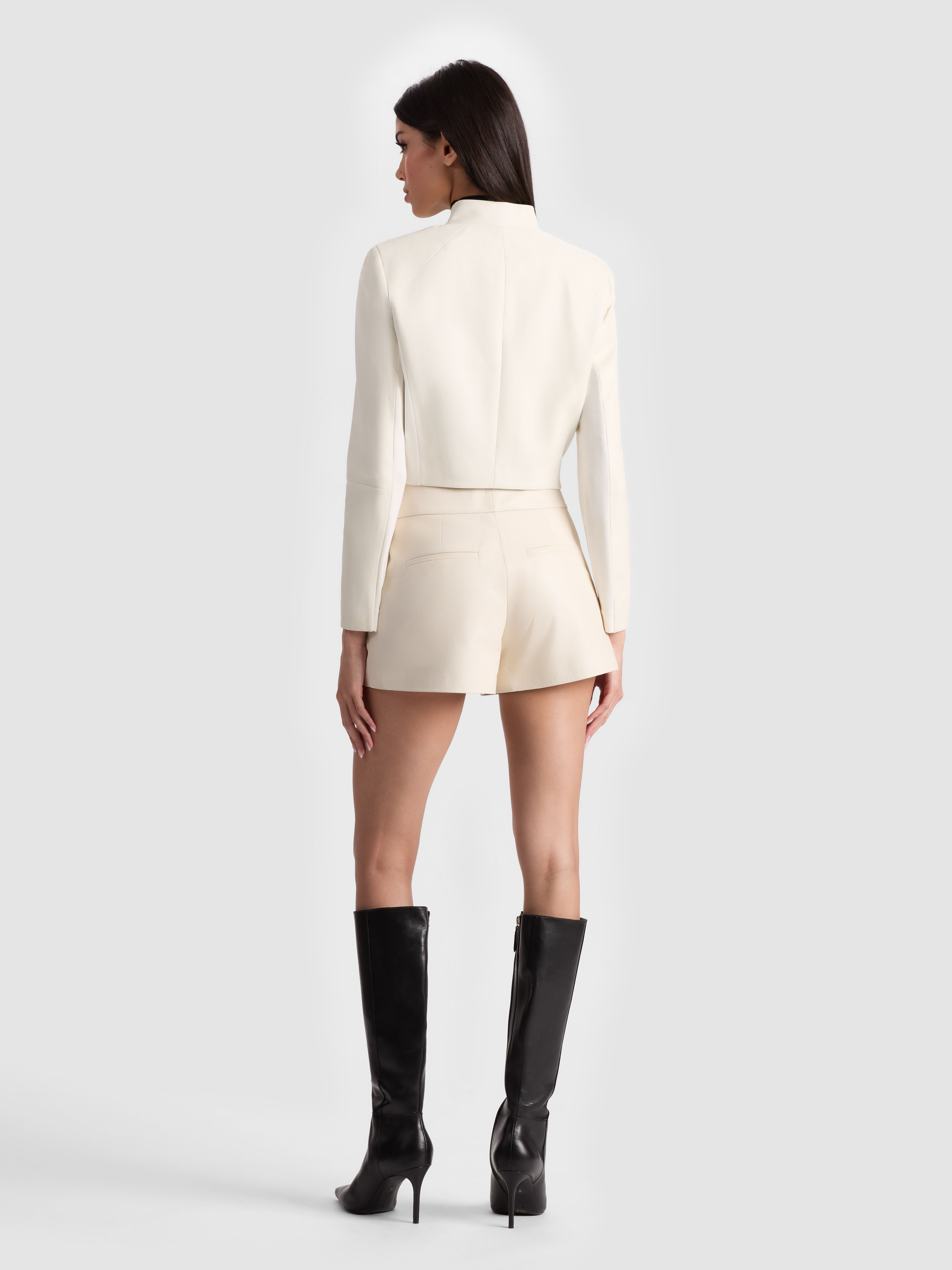 NEW HARVEY LEATHER JACKET in WHITE | ALICE + OLIVIA