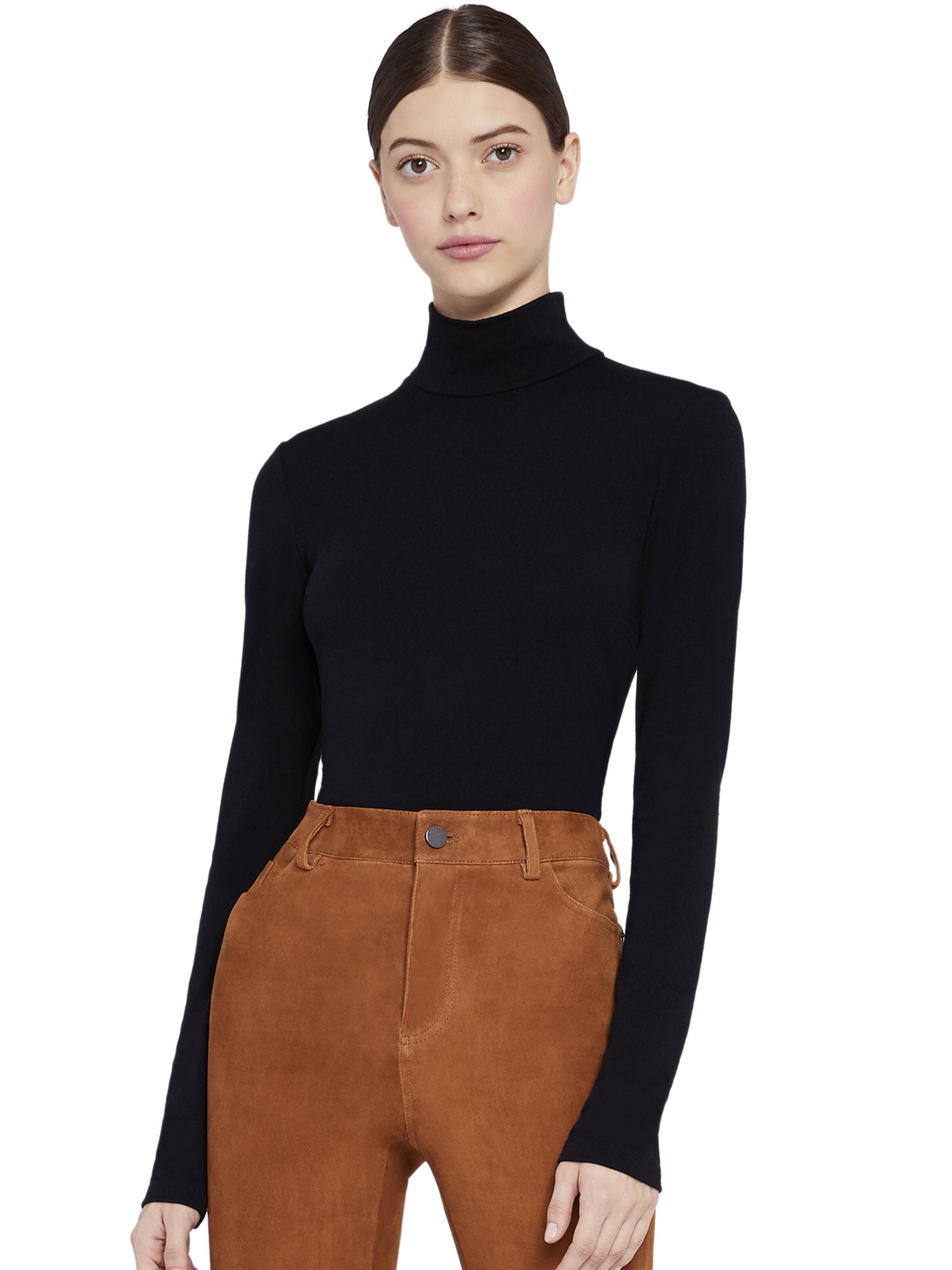 GARRISON SLIM MOCK NECK TOP-Black-ALICE + OLIVIA