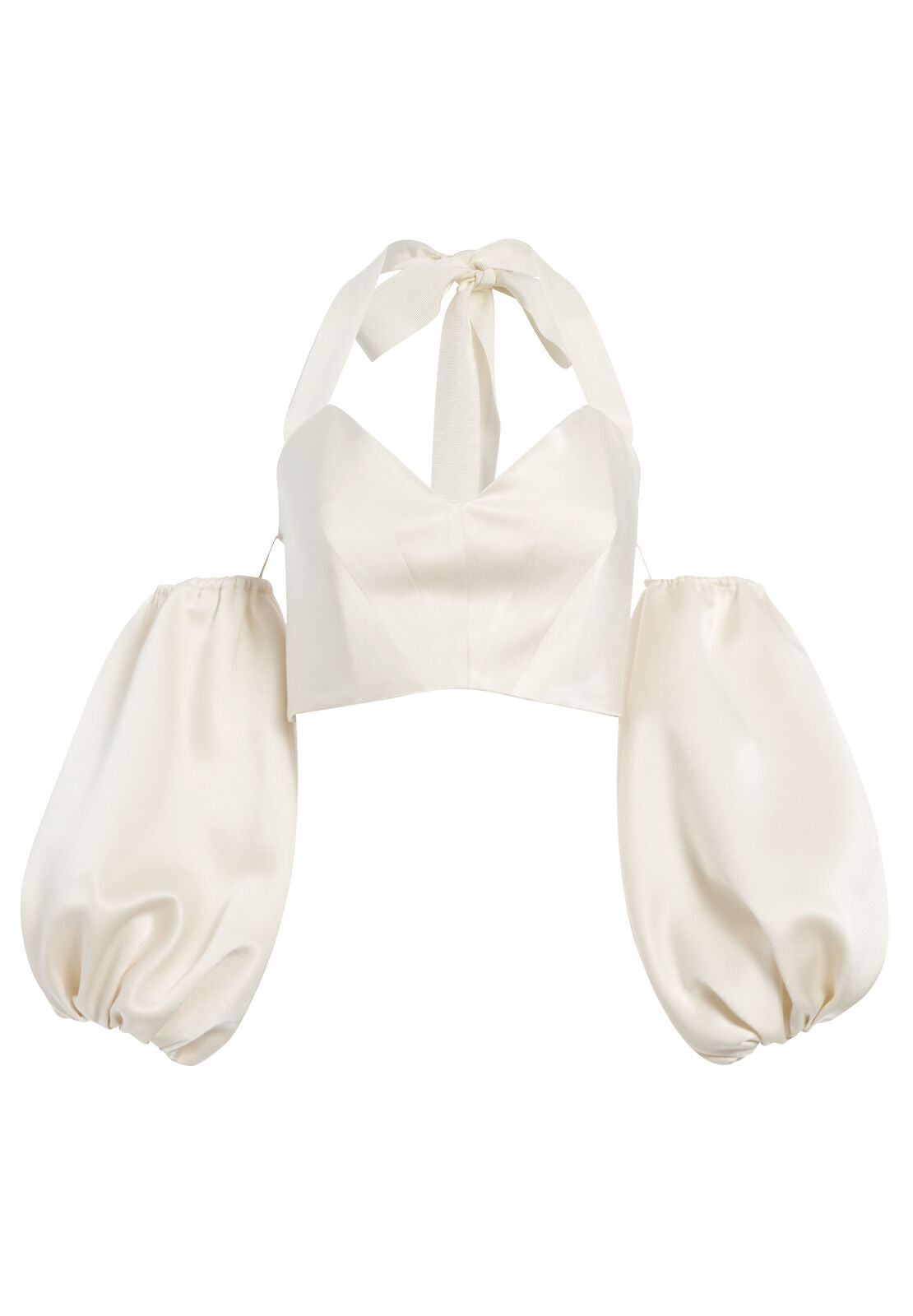 MARI PUFF SLEEVE HALTER TOP in CREAM | ALICE + OLIVIA