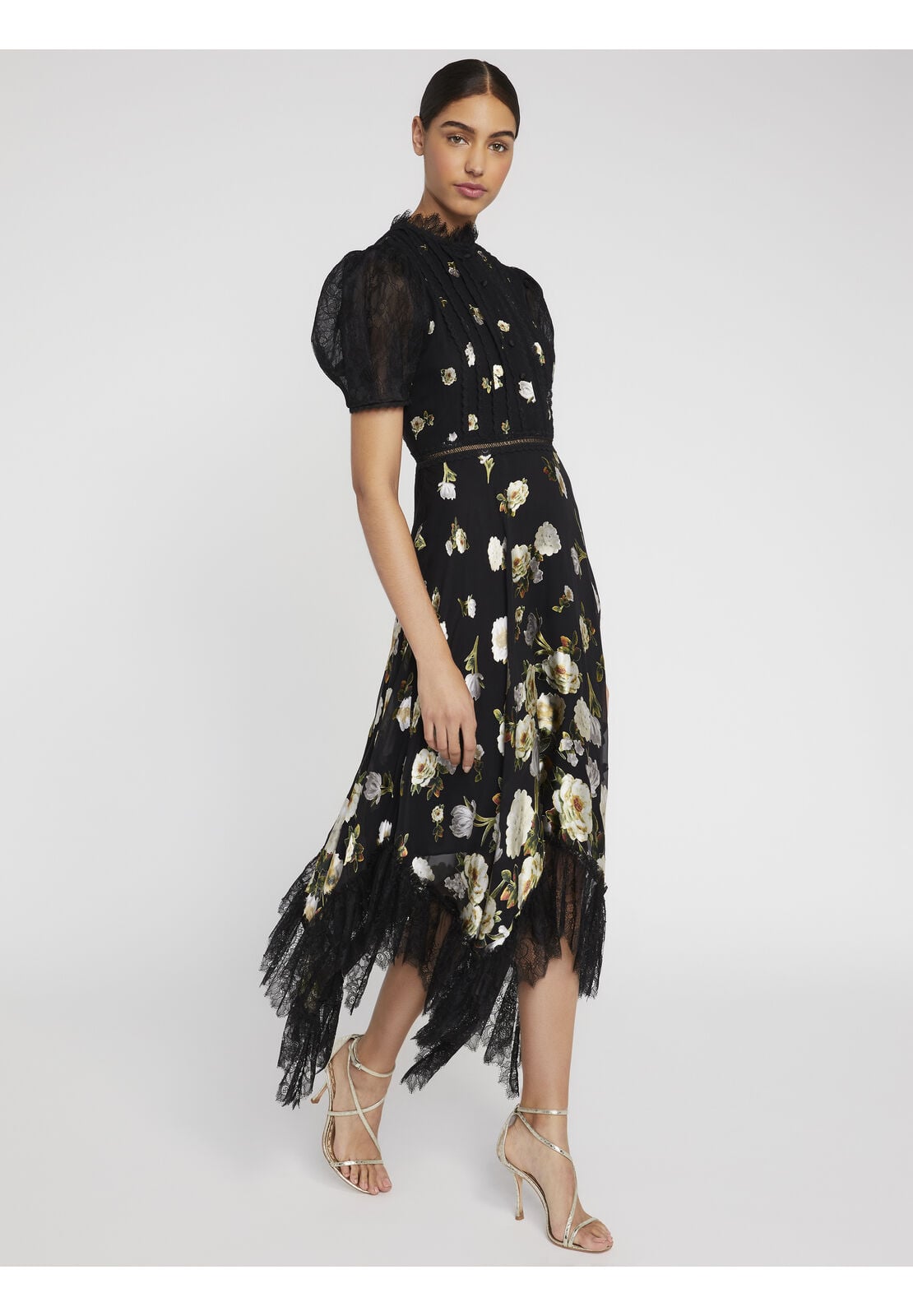 BETTINA FLORAL LACE MIDI DRESS-SPRING SHOWER BLACK-ALICE + OLIVIA