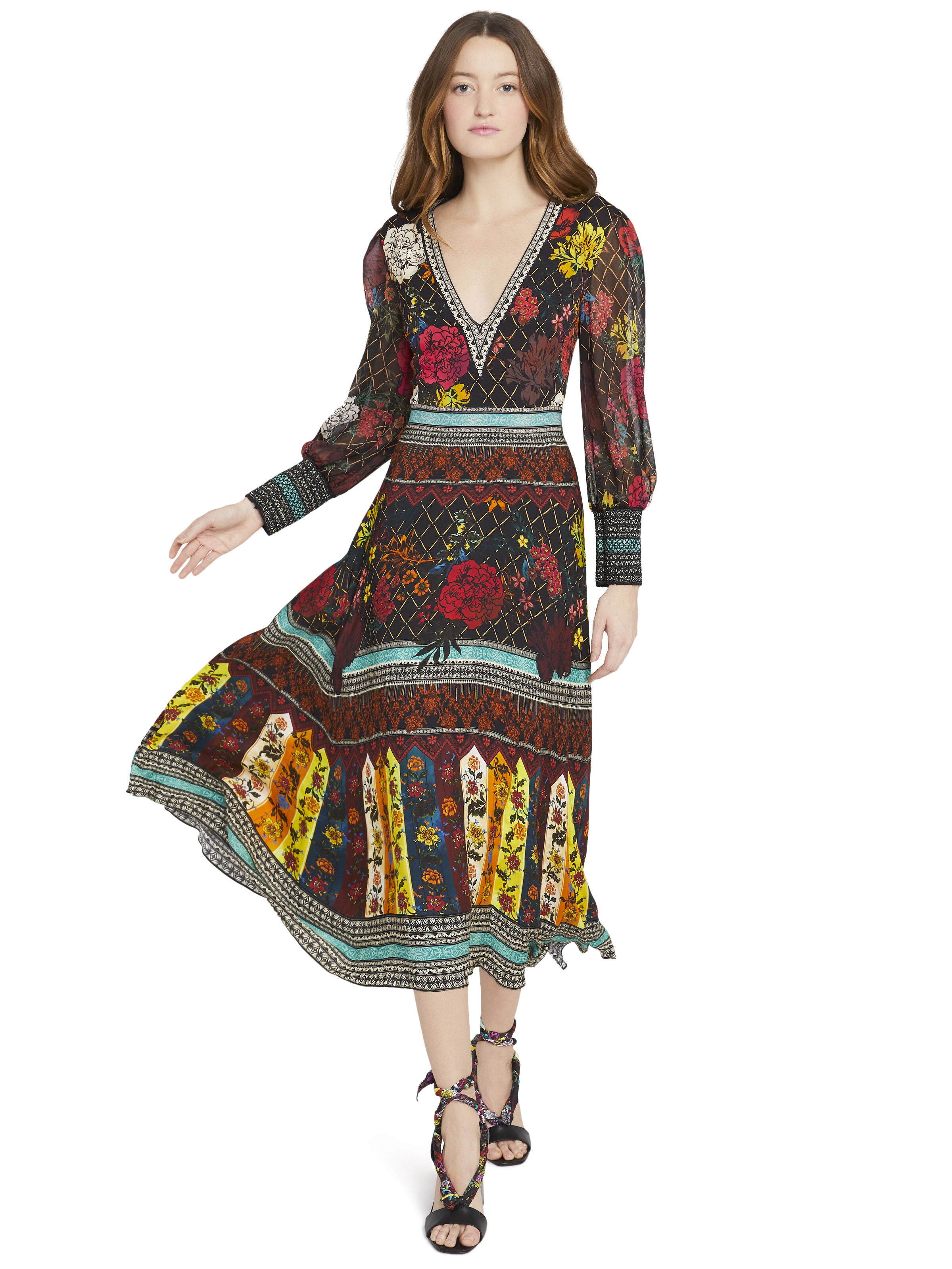 JANEY V-NECK FLARE DRESS