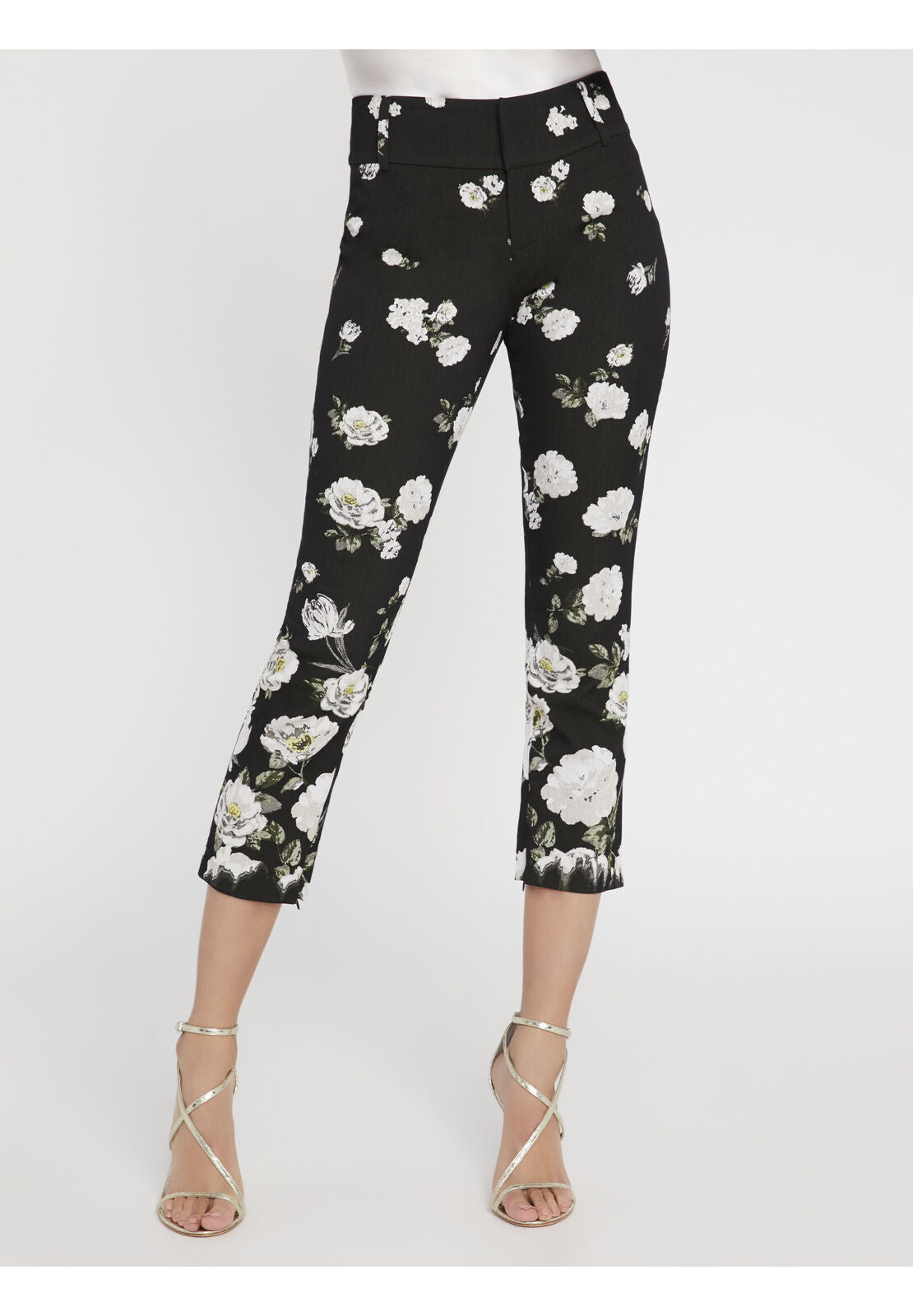 STACEY FLORAL PANT-SPRING SHOWER BLACK-ALICE + OLIVIA