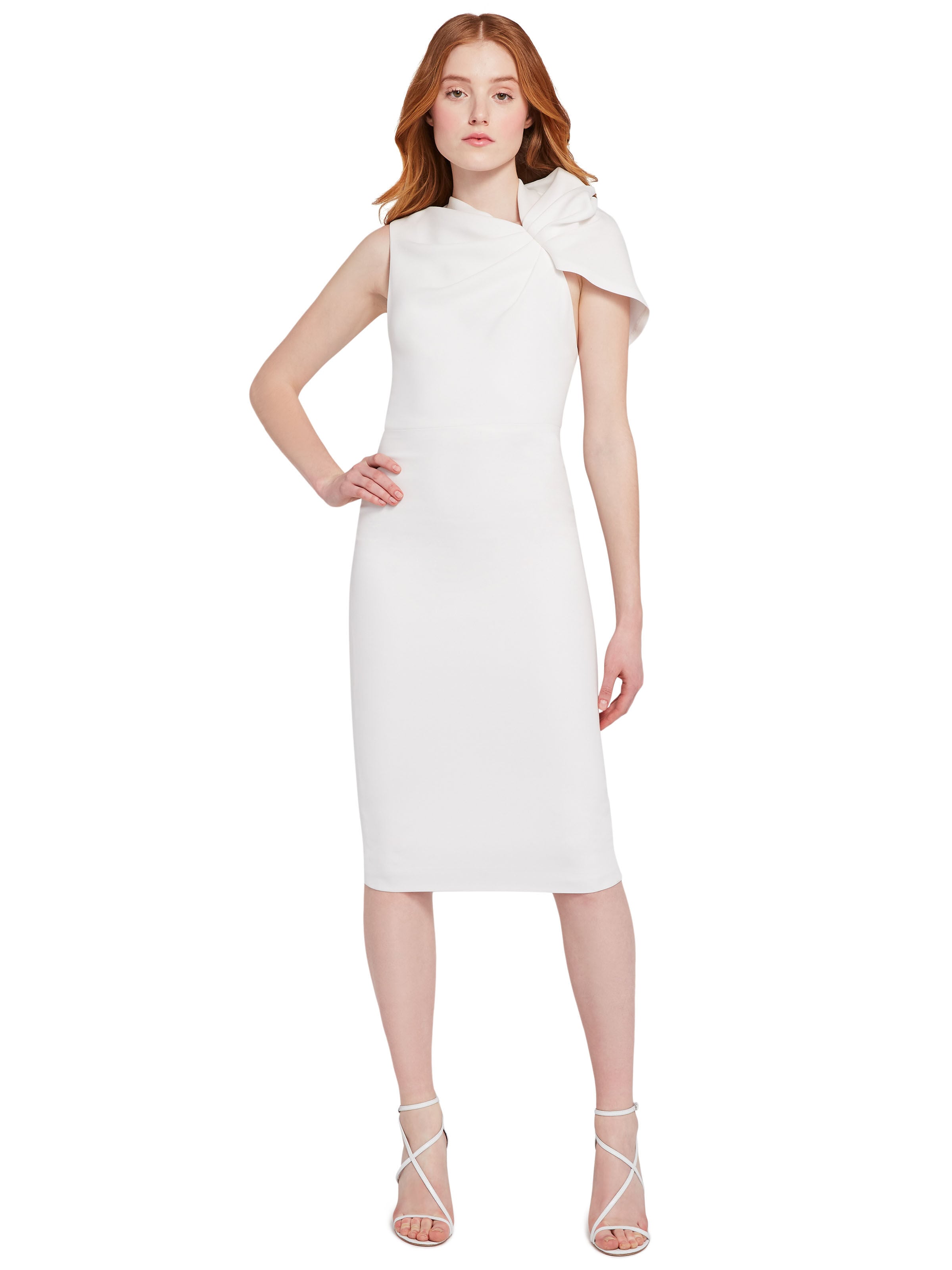 KIRO RUFFLE SHOULDER MIDI DRESS-WHITE-ALICE + OLIVIA