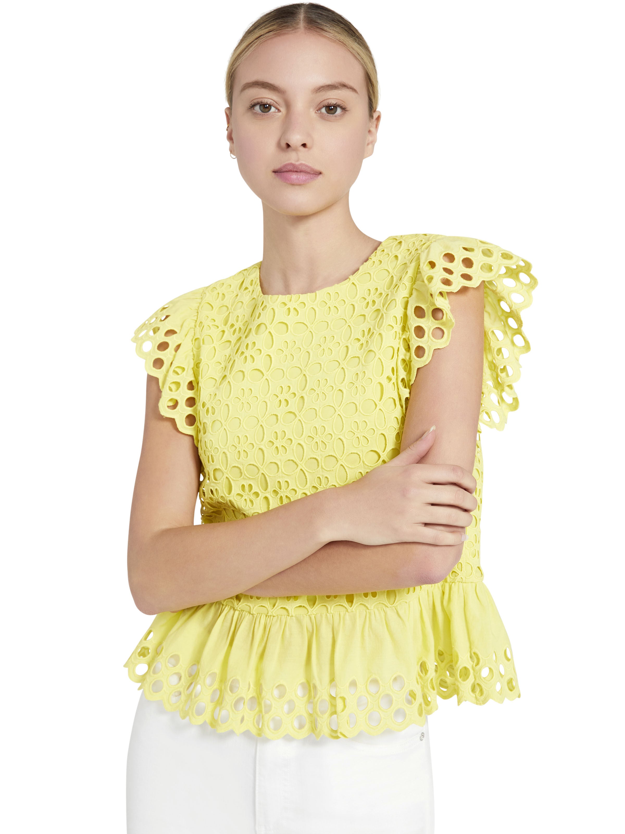 TOP SUE CON MANICHE A RUCHES RICAMATE-ALICE + OLIVIA