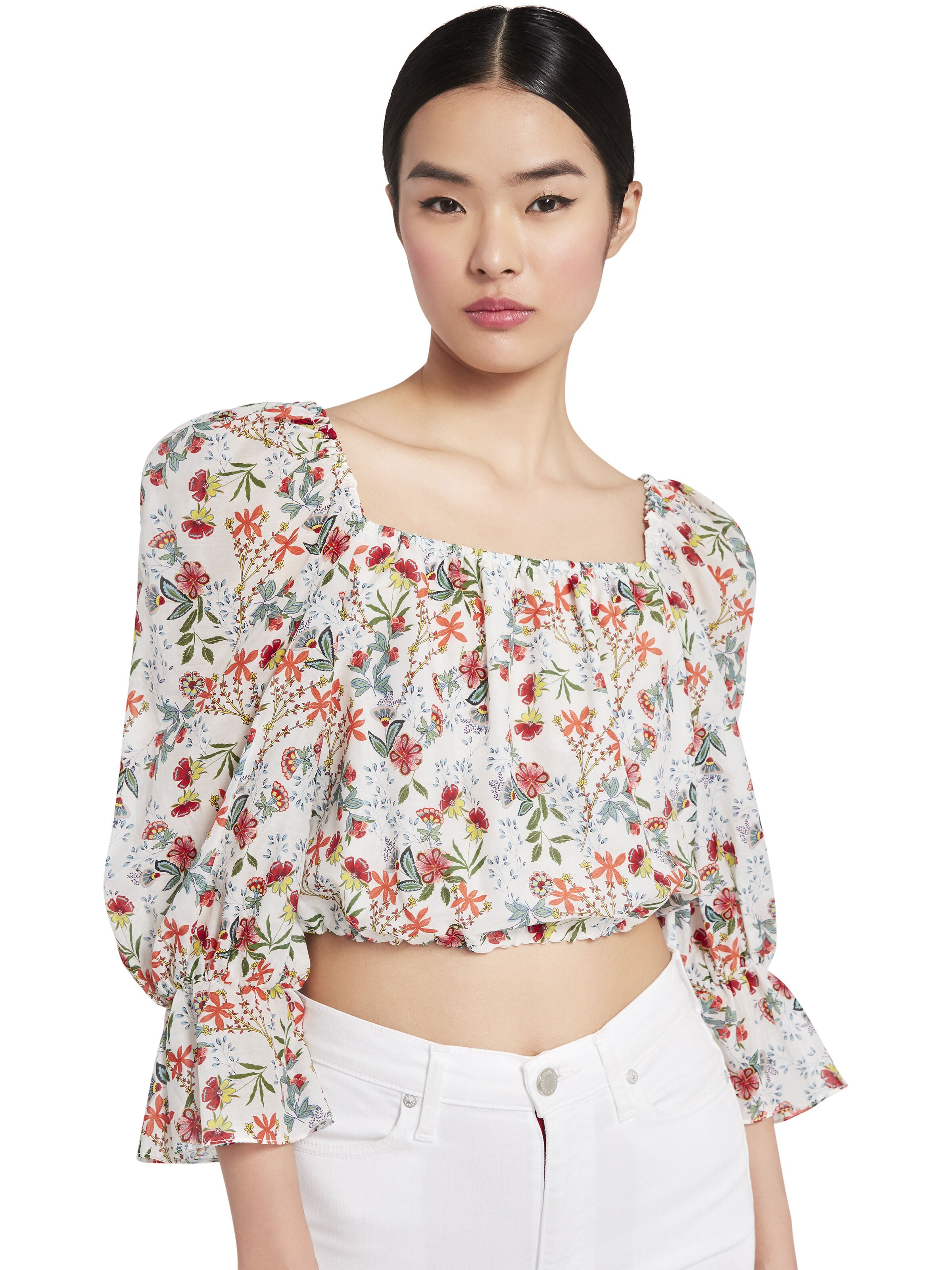 CHEMISIER À MANCHES BALLON ET FLEURS DE DEB-ALICE + OLIVIA