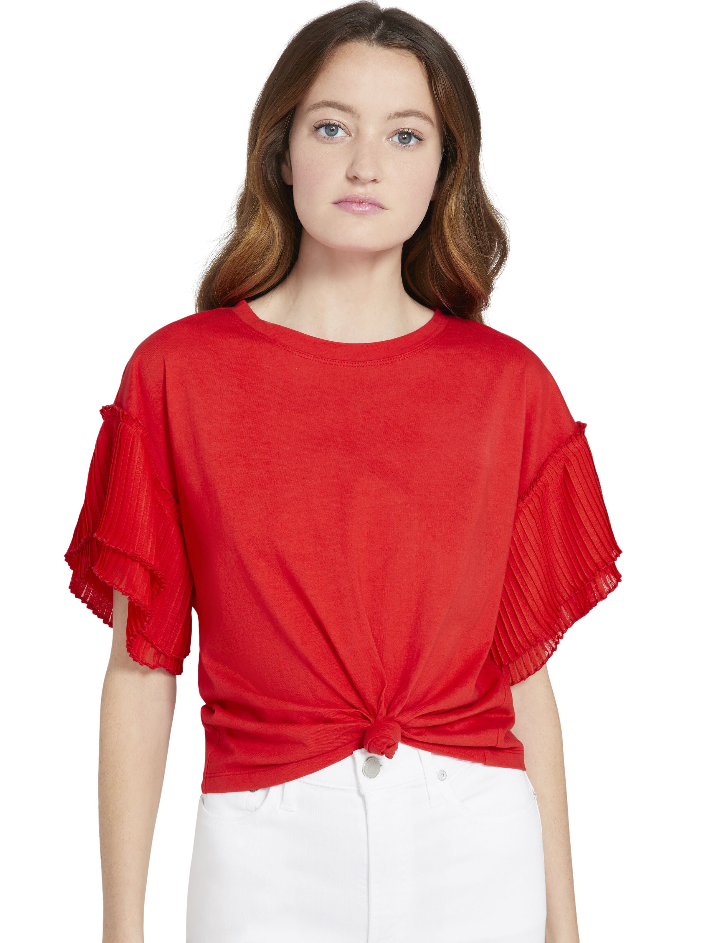 T-SHIRT NANCY CON FIOCCO SUL DAVANTI E PIEGHE-ALICE + OLIVIA