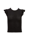 LAMARA RUFFLE SLEEVE CREW NECK TOP-Black-ALICE + OLIVIA