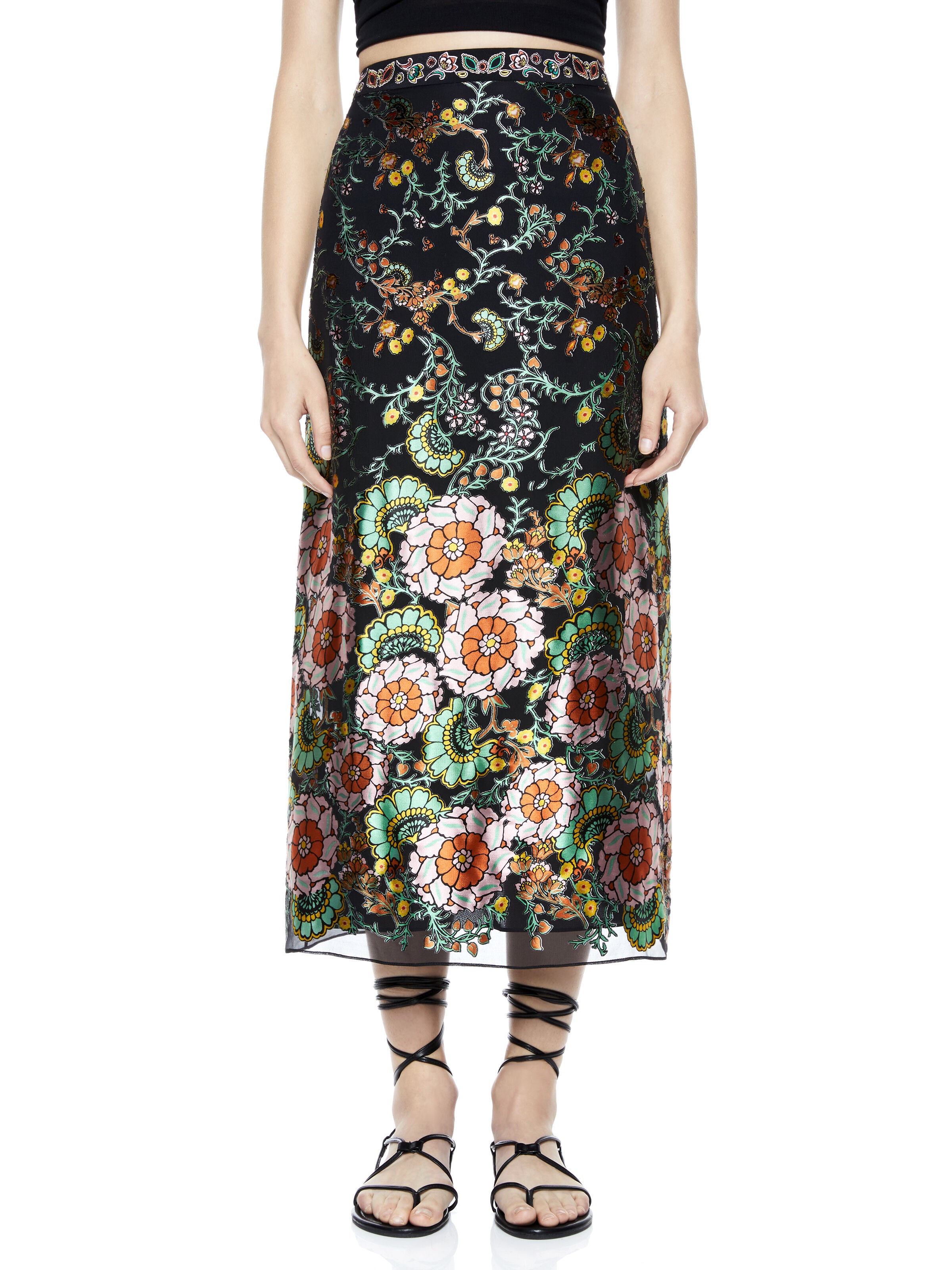 MAEVE EMBROIDERED MIDI SLIP SKIRT-VINELANDS SM-ALICE + OLIVIA