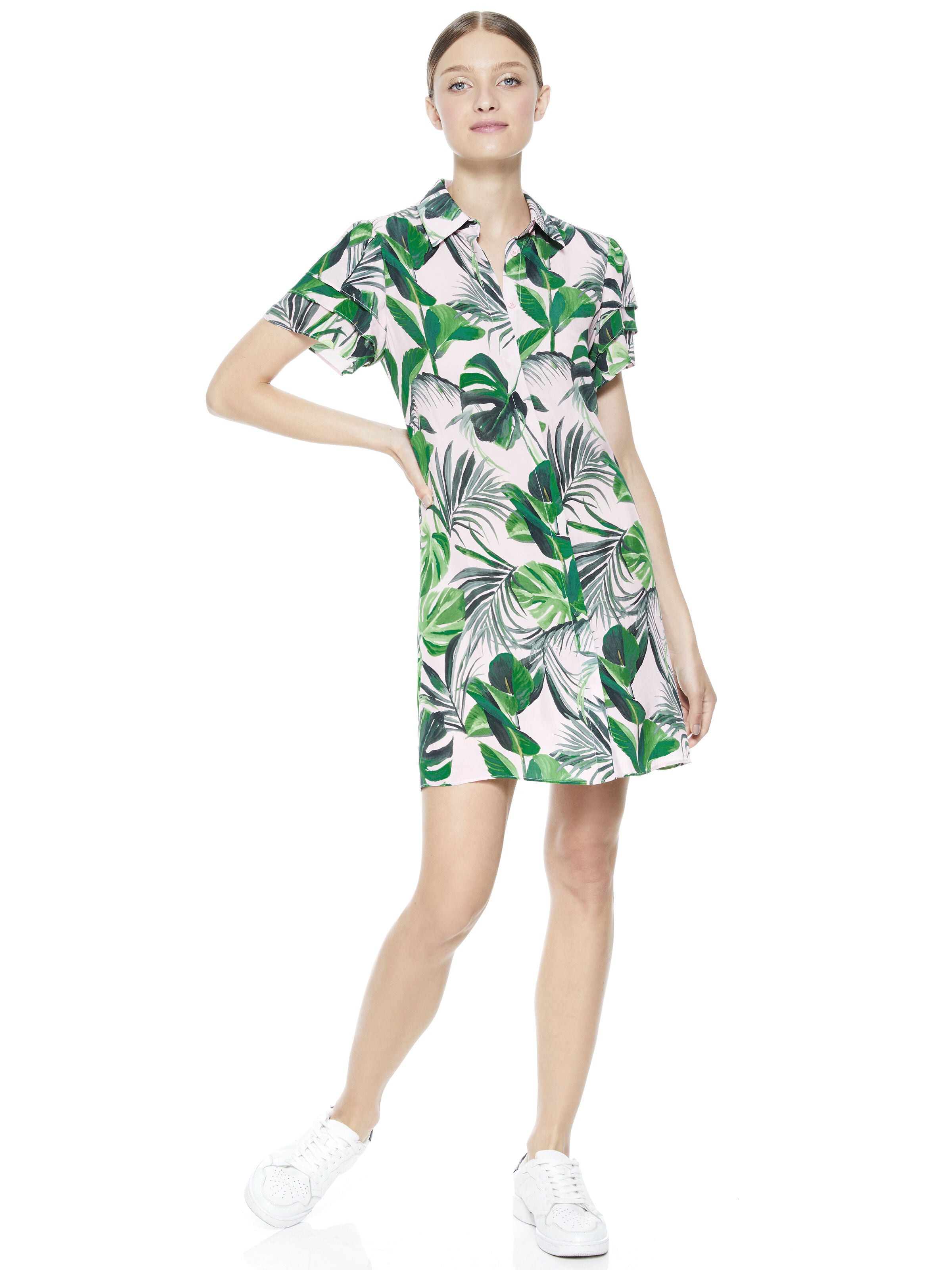 JEM FLORAL MINI DRESS-PALM-ALICE + OLIVIA