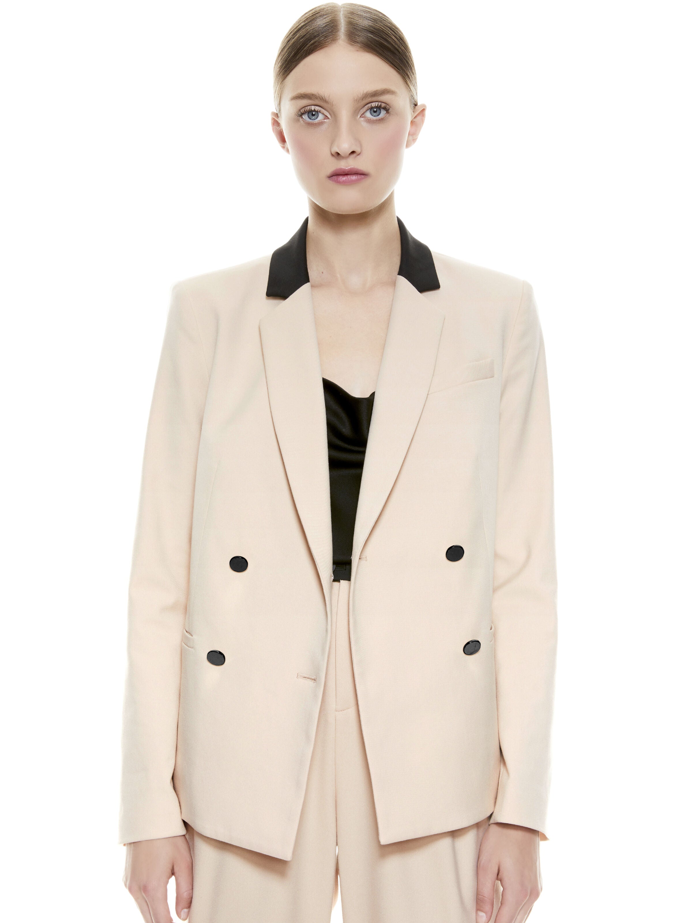 BERGEN DOUBLE BREASTED BLAZER-SEPIA/BLACK-ALICE + OLIVIA