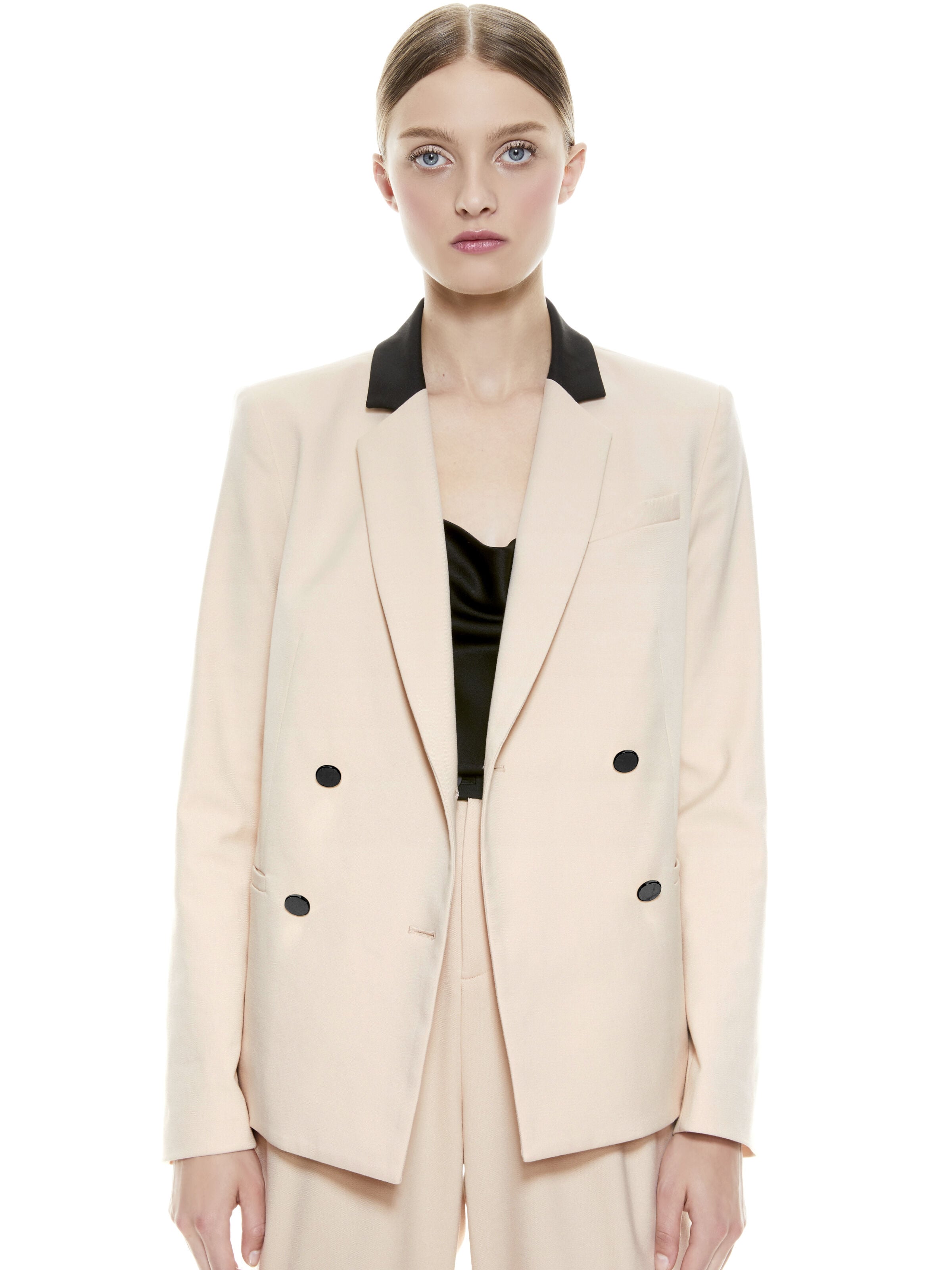BERGEN DOUBLE BREASTED BLAZER-SEPIA/BLACK-ALICE + OLIVIA