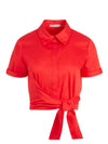 NAOMI TIE FRONT CROP TOP-BRIGHT POPPY-ALICE + OLIVIA