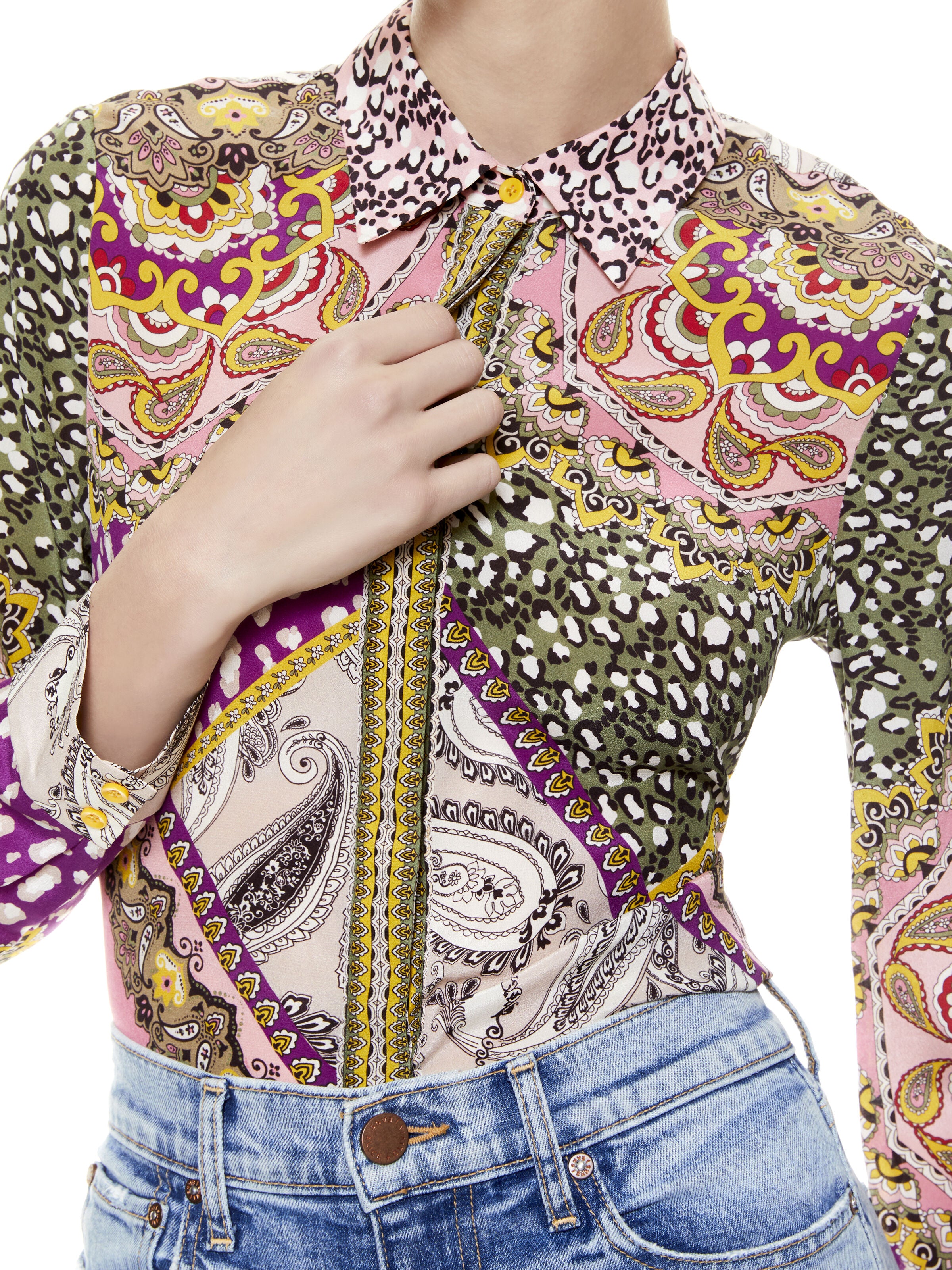 WILLA PAISLEY PLACKET TOP-CHELSEA PALACE-ALICE + OLIVIA