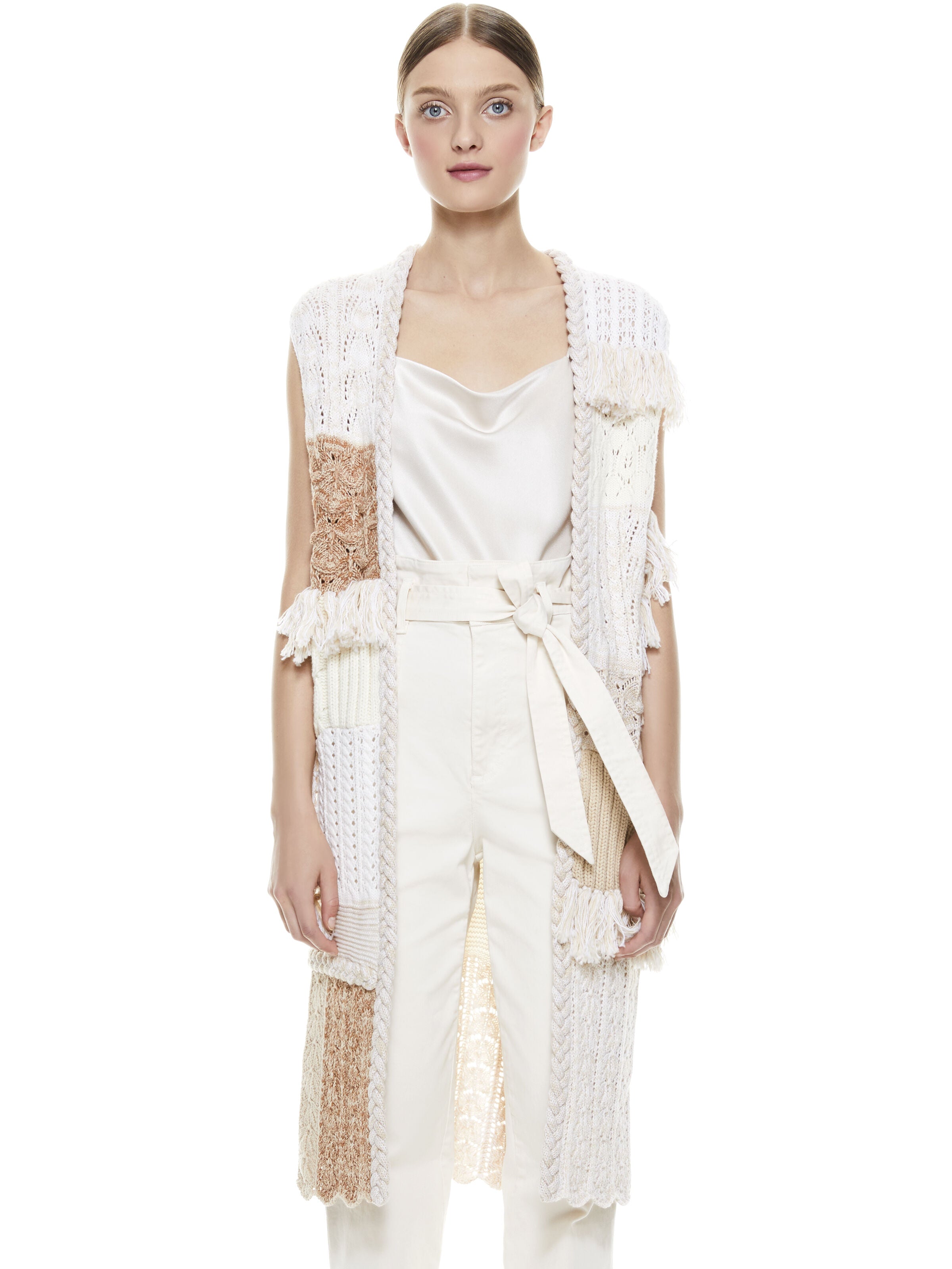 PERRY PATCHWORK SWEATER VEST-CREAM/SEPIA-ALICE + OLIVIA