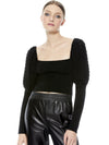 EVALEE PUFF SLEEVE CROPPED SWEATER-Black-ALICE + OLIVIA