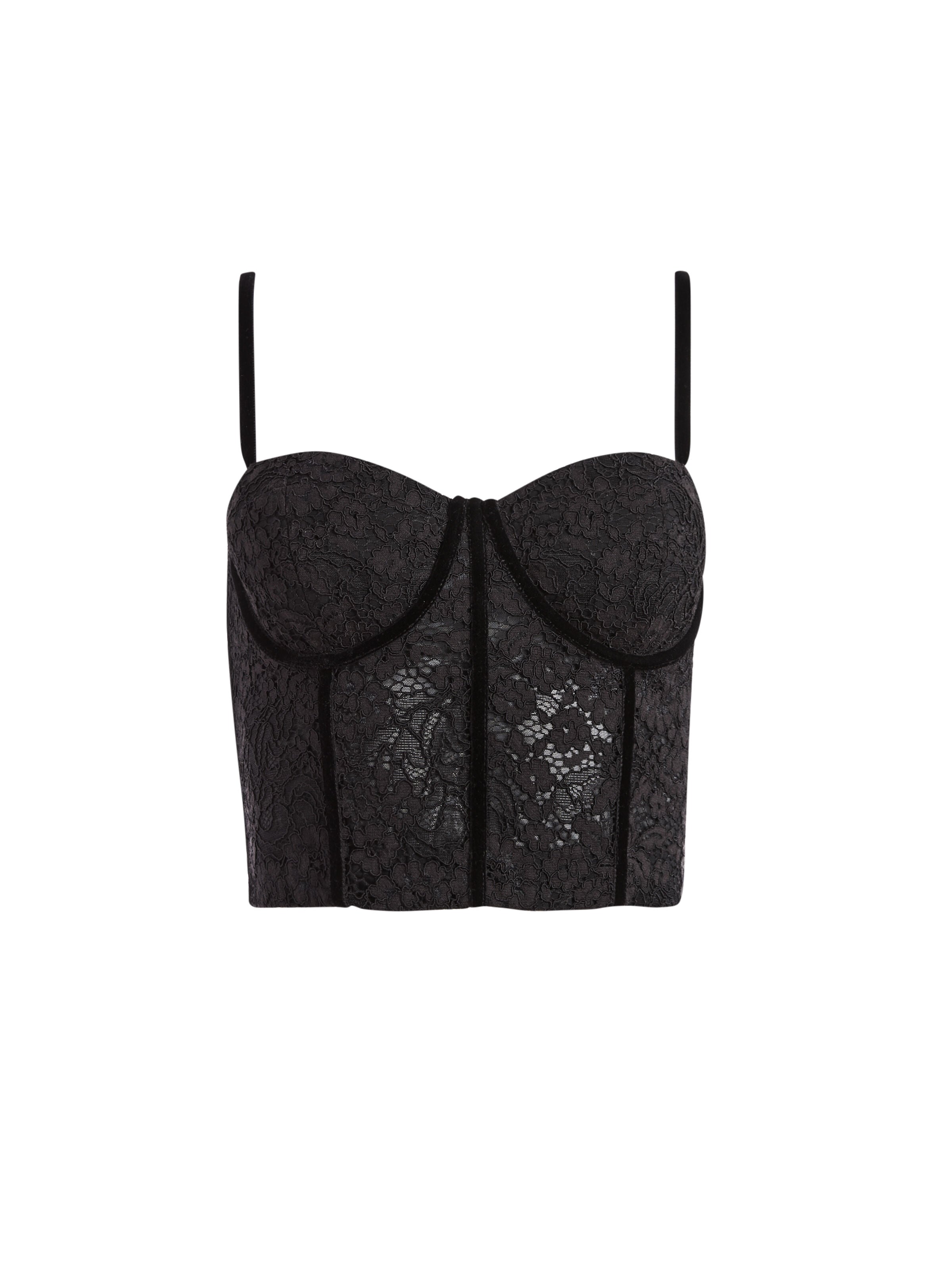 LORETTE LACE BUSTIER CROP TOP-Black-ALICE + OLIVIA