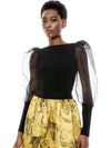 TOP CROP A MANICHE A SBUFFO ABELLA-ALICE + OLIVIA