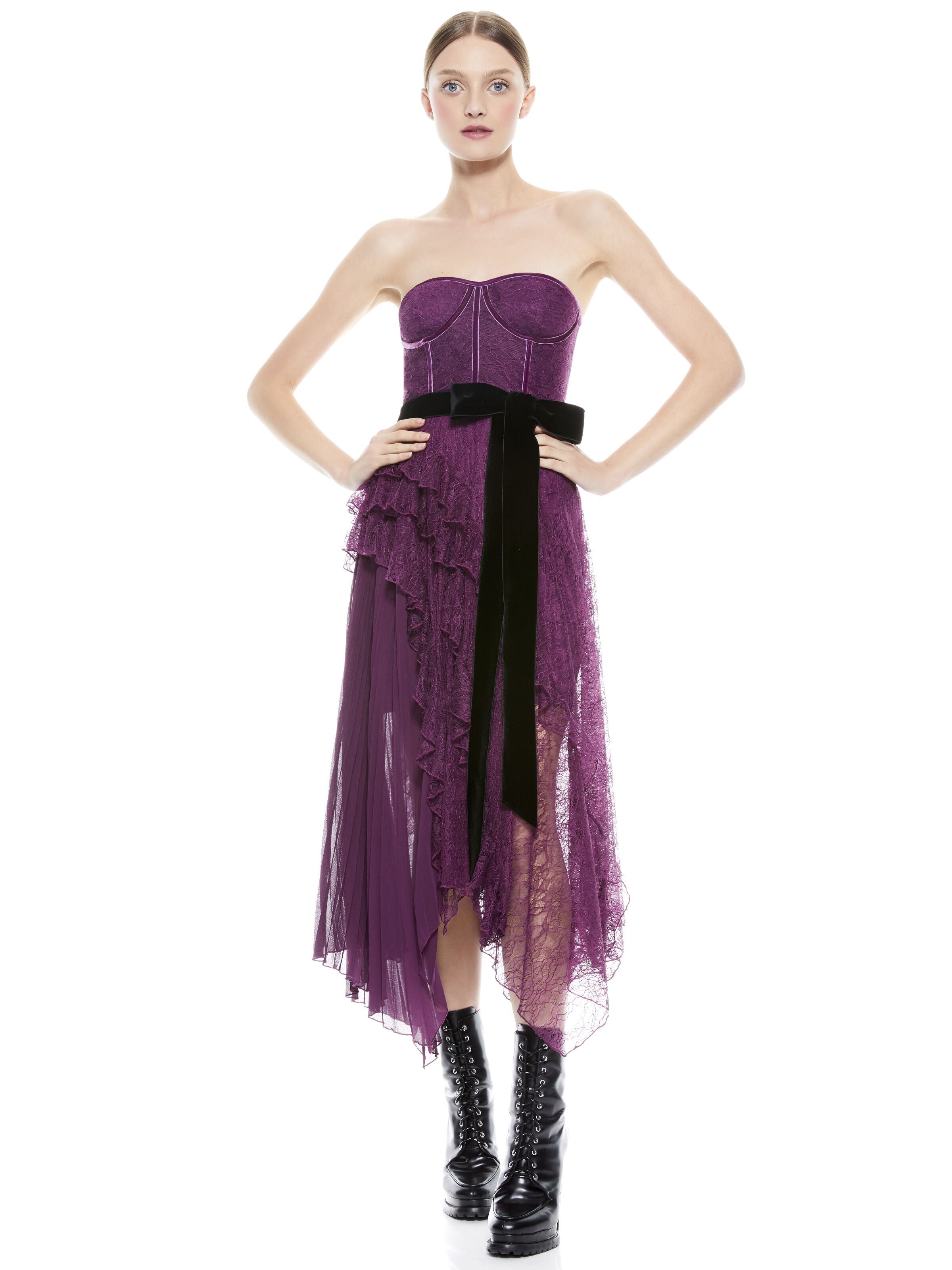 ROBE MIDI PLISSÉE À VOLANTS BREE-ALICE + OLIVIA