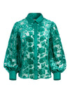 LATRINA COLLARED BLOUSE-DARK TEAL-ALICE + OLIVIA