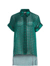 EDYTH ASYMMETRICAL BLOUSE-GINGHAM BABE SM DK TEAL/COMBO-ALICE + OLIVIA