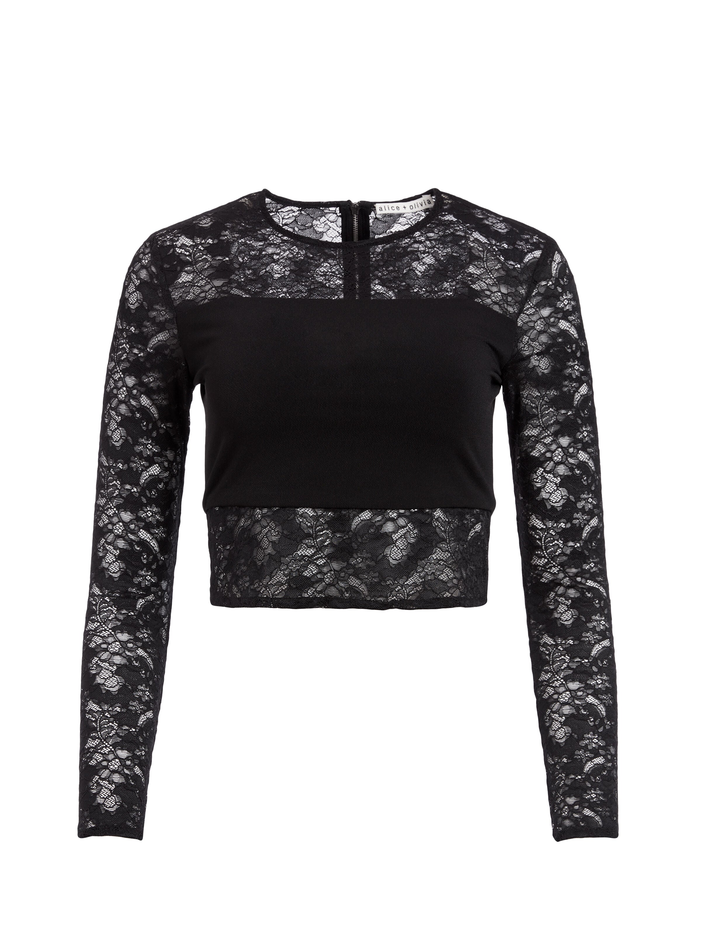 NIKKI LACE CROP TOP-Black-ALICE + OLIVIA