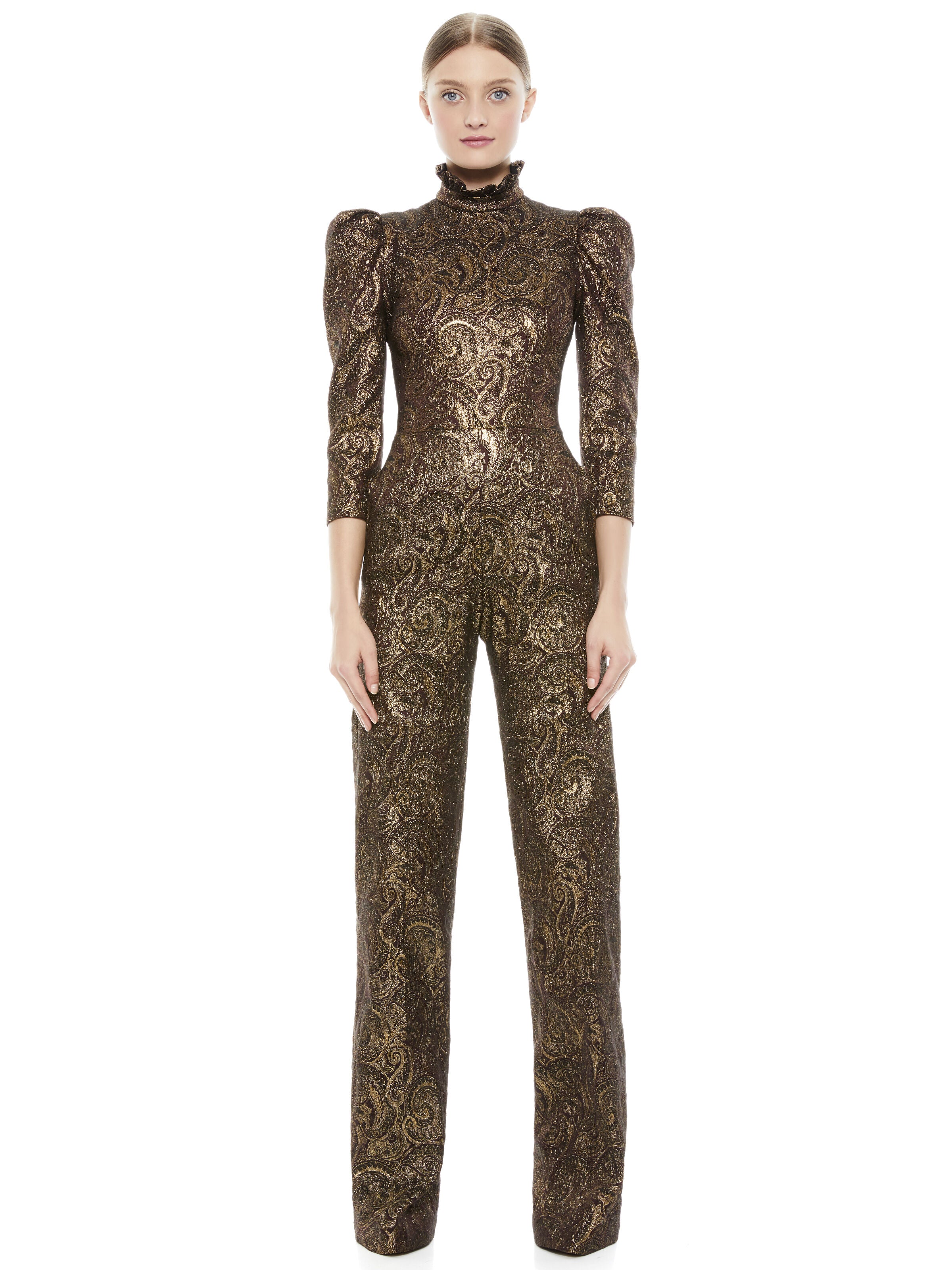 COMBINAISON MÉTALLISÉE JORAH À MANCHES BOUFFANTES-ALICE + OLIVIA