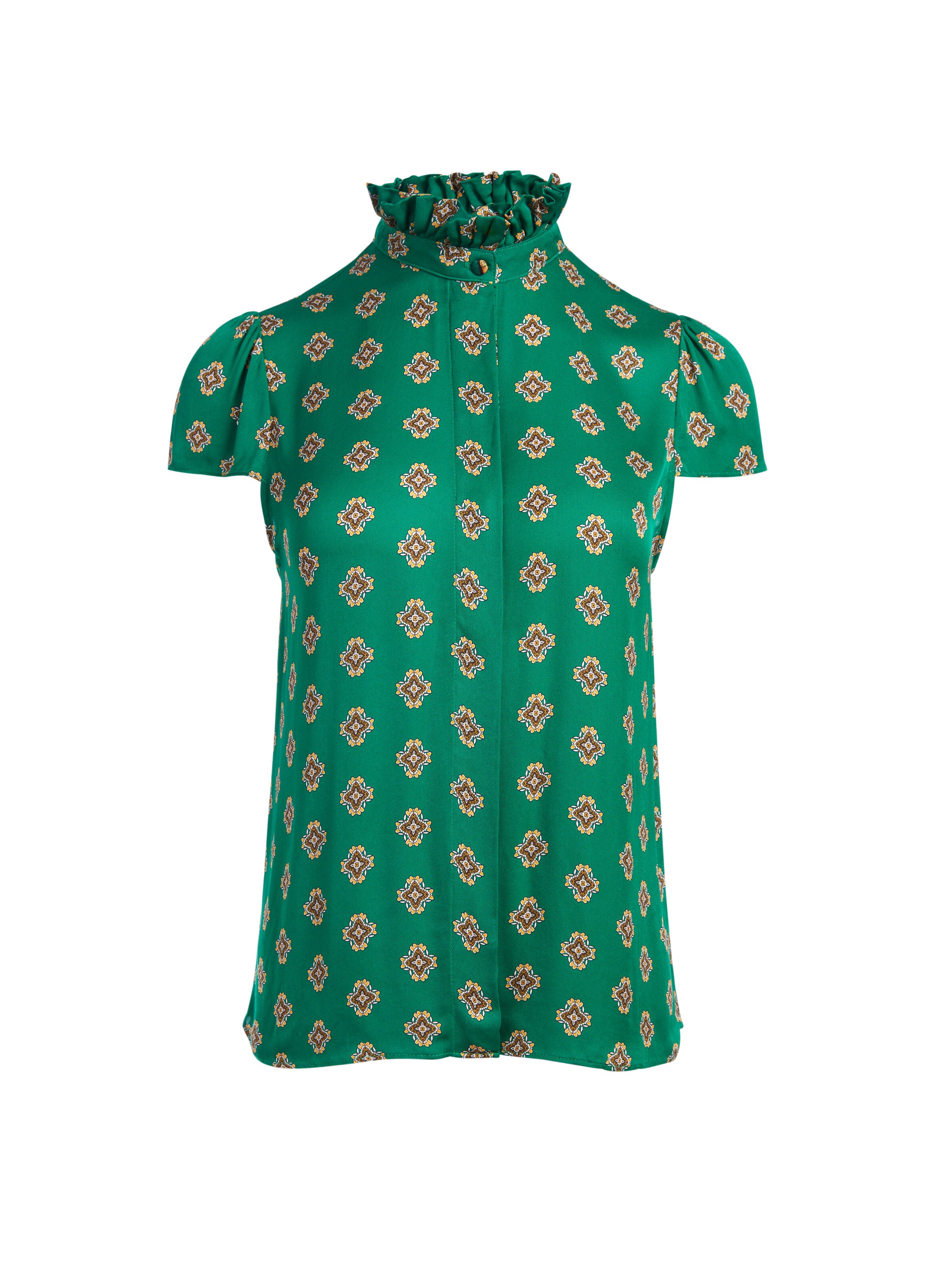 JULIETTE BUTTON FRONT BLOUSE-FOULARD-ALICE + OLIVIA
