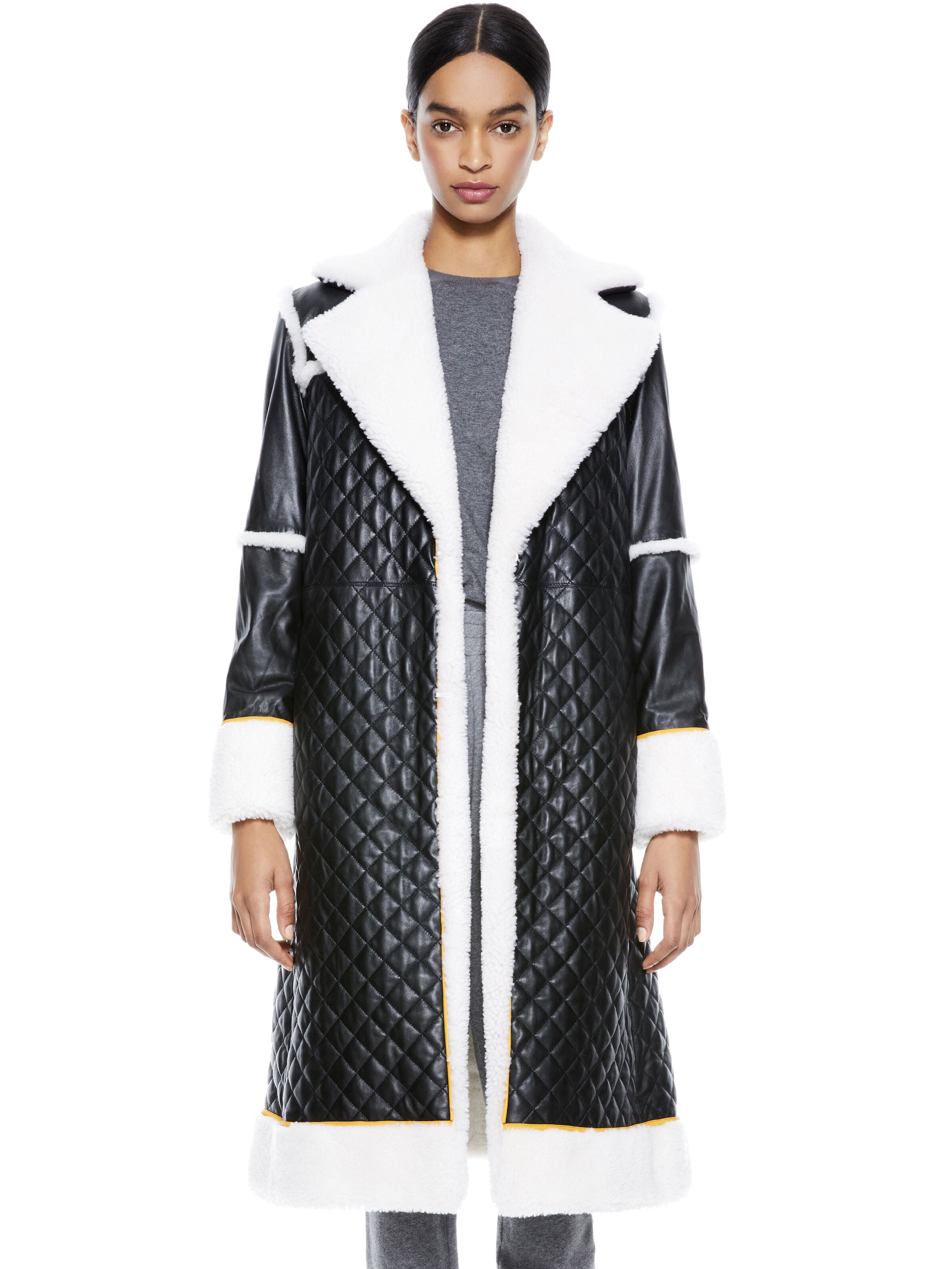 MANTEAU MIDI LUSIANA EN CUIR MATELASSÉ-ALICE + OLIVIA