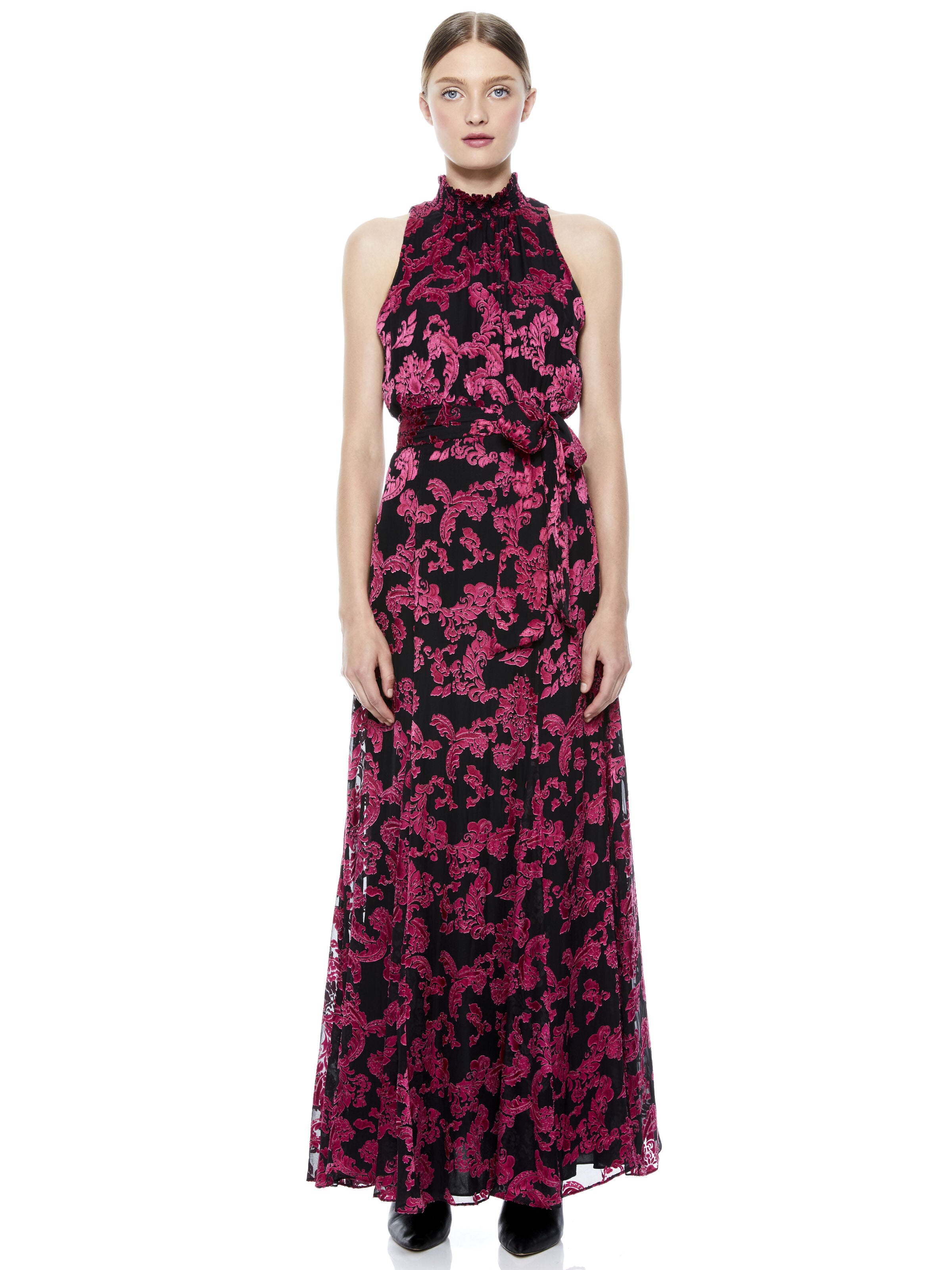 DITA MOCK NECK MAXI DRESS-SHOW ME LOVE WILD PINK-ALICE + OLIVIA
