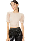 POSEY LACE PUFF SLEEVE TEE-BIRTH OF VENUS MULTI/BLK-ALICE + OLIVIA