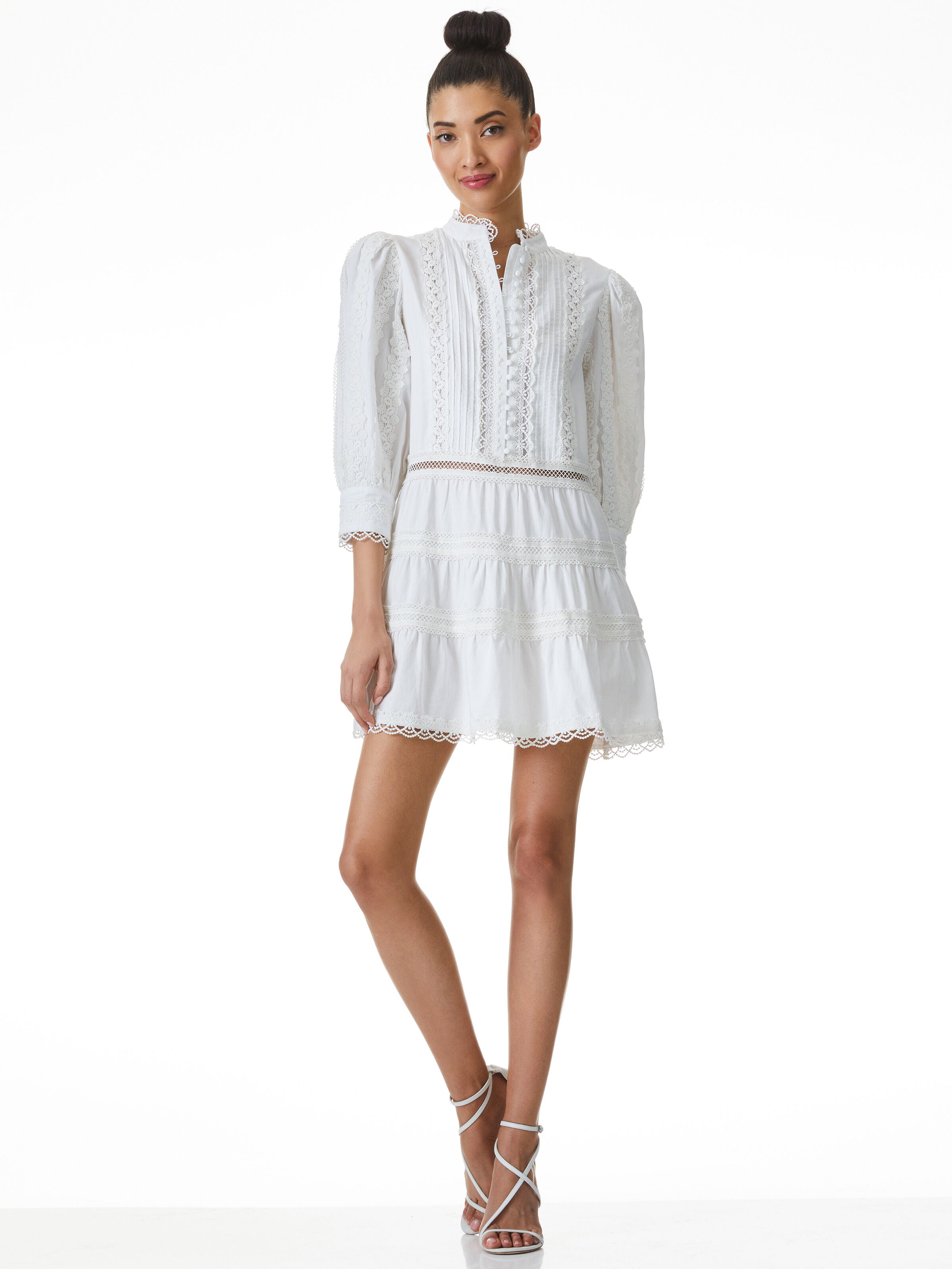 CLARK MANDARIN COLLAR MINI DRESS-Black-ALICE + OLIVIA