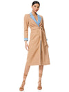 VERNA TIE WAIST ROBE COAT-CAMEL/COMBO-ALICE + OLIVIA