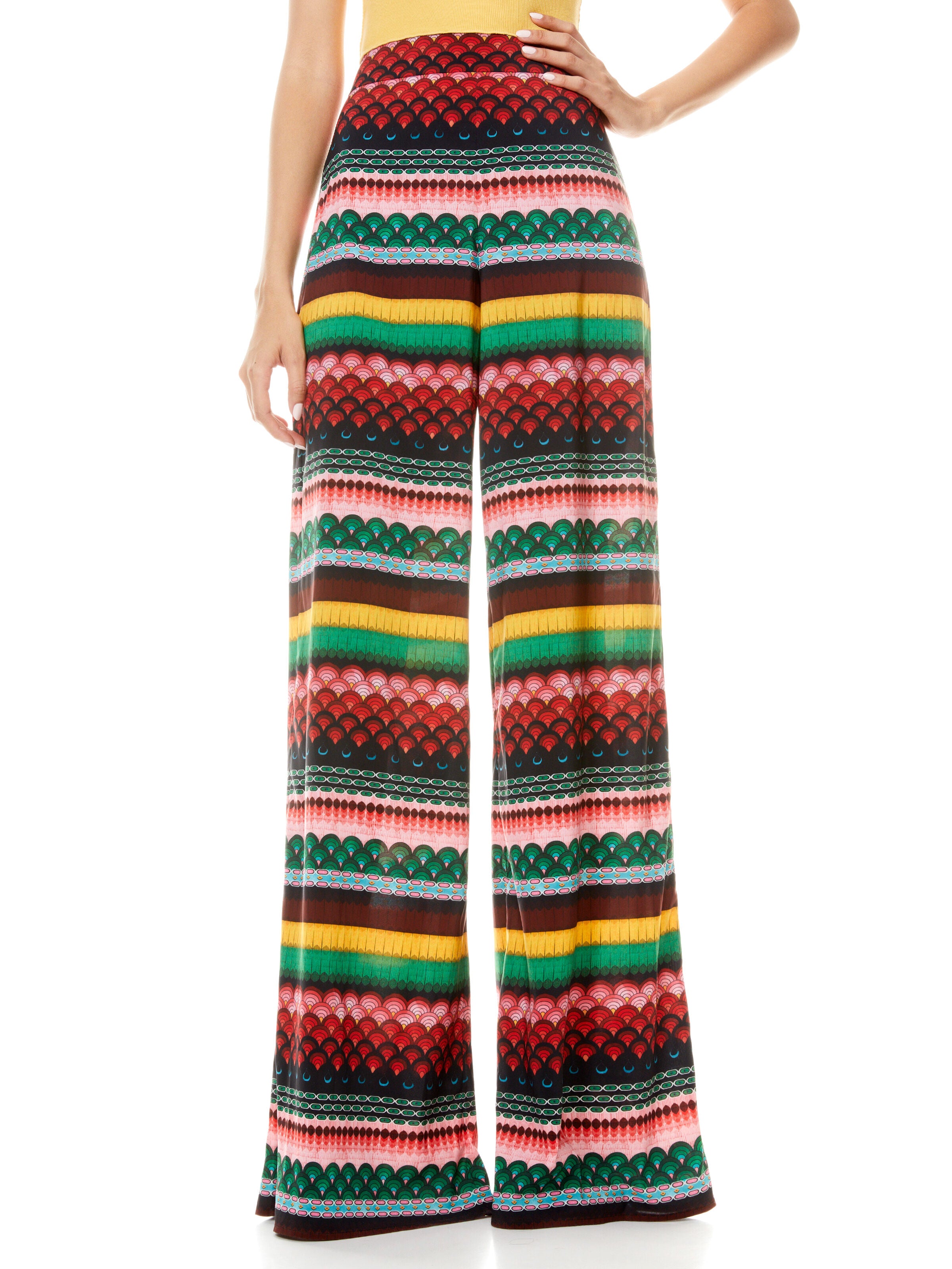 ATHENA GEOMETRIC WIDE LEG PANT-BLOCK ART BLACK MULTI-ALICE + OLIVIA