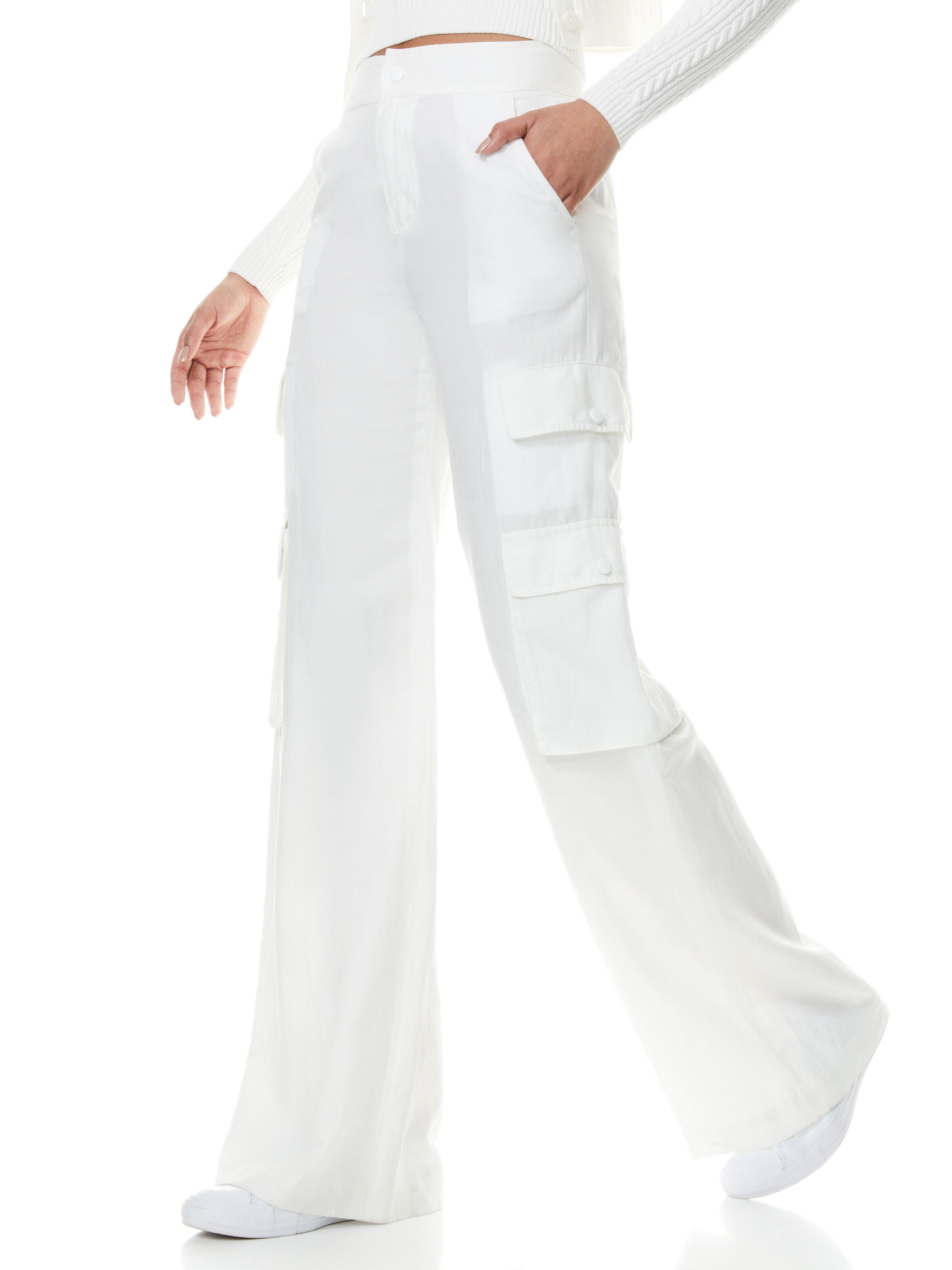 HAYES WIDE LEG CARGO PANT-WHITE-ALICE + OLIVIA