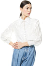 ONELLA EMBROIDERED BUTTON FRONT BLOUSE-OFF WHITE-ALICE + OLIVIA