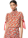 IRENE FLORAL MOCK NECK BLOUSE-FORGET ME NOT SM BRIGHT POPPY-ALICE + OLIVIA
