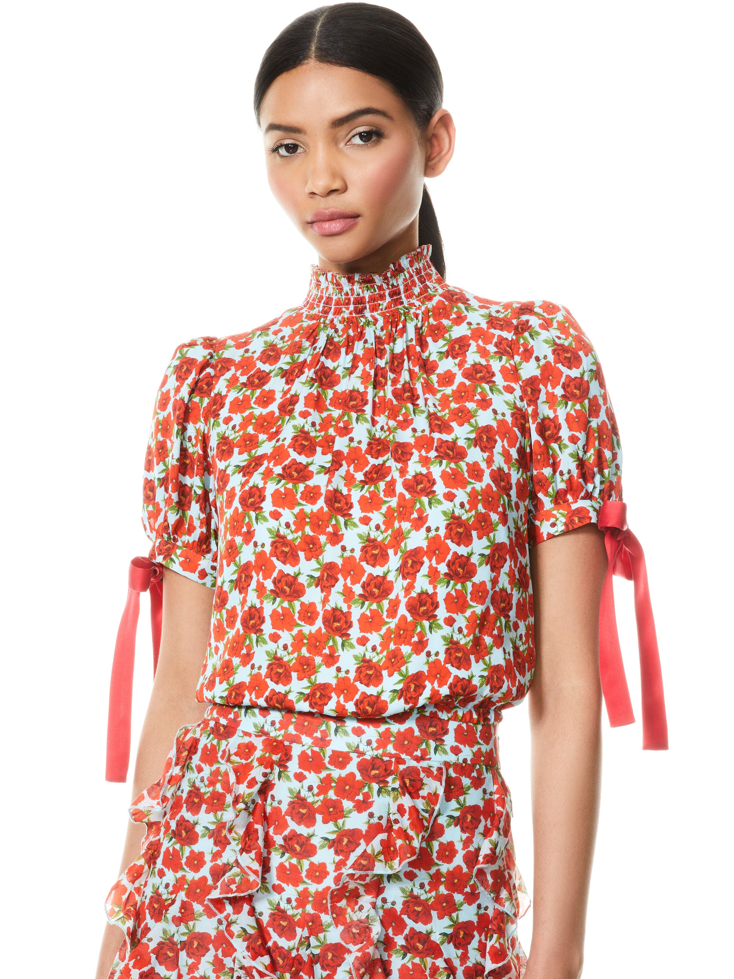 IRENE FLORAL MOCK NECK BLOUSE