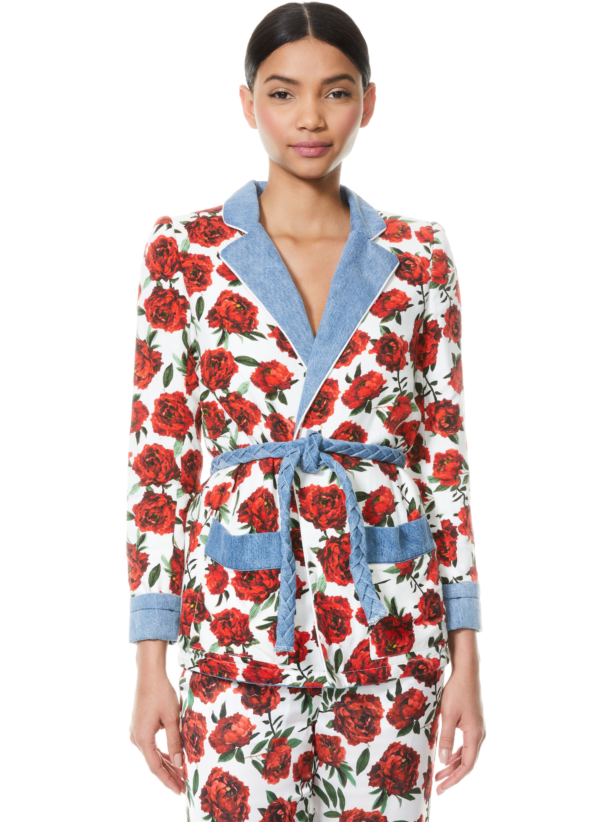 VERNA NOTCH COLLAR ROBE WITH TIE WAIST-LILAS ROSE/COMBO-ALICE + OLIVIA
