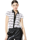 LATRINA COLLARED BLOUSE-ZEBRA STRIDE-ANTIQUE WHT/BLK-ALICE + OLIVIA