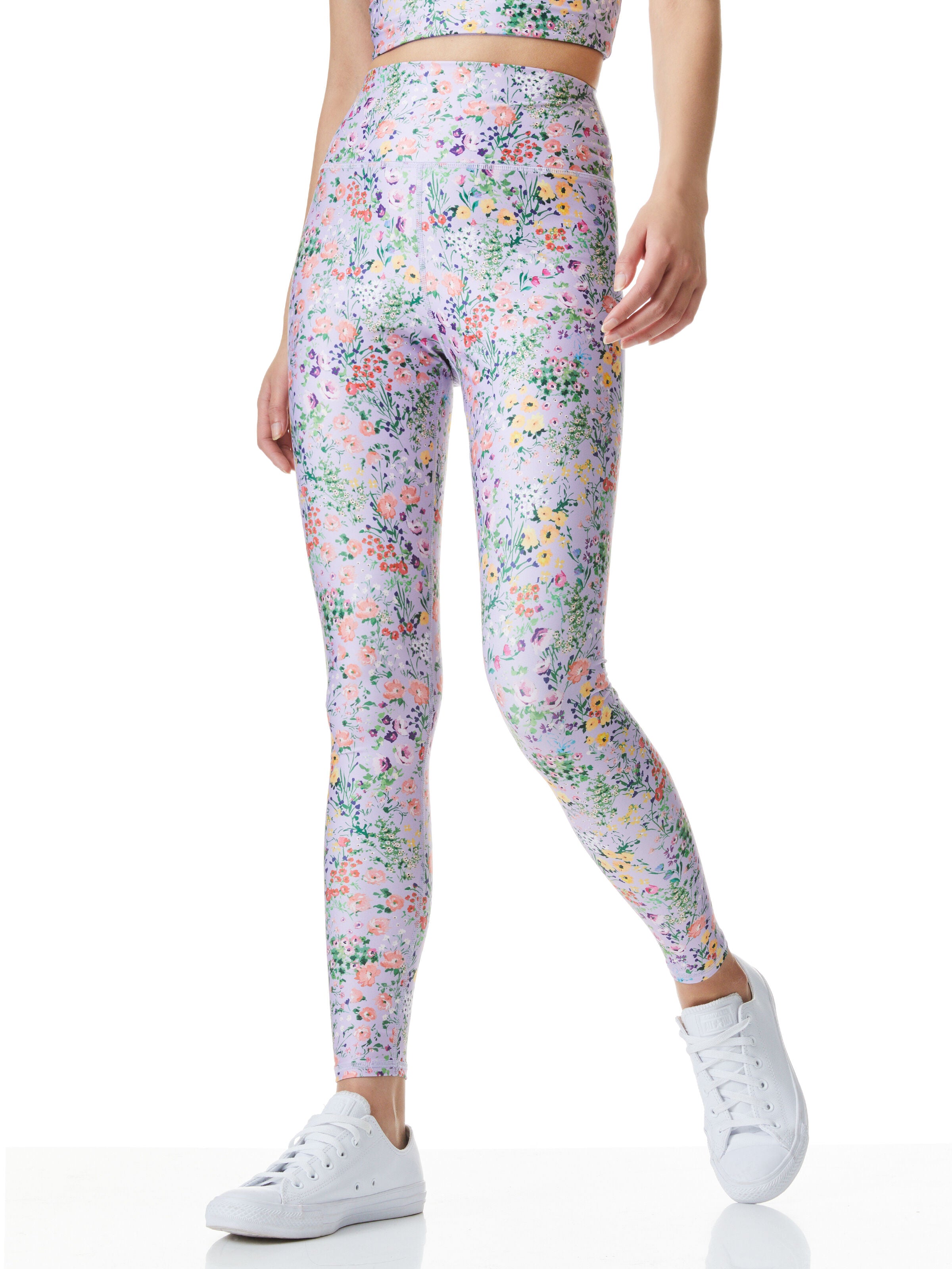 AARON HIGH WAIST LEGGING-COASTAL GARDENS LAVENDER-ALICE + OLIVIA