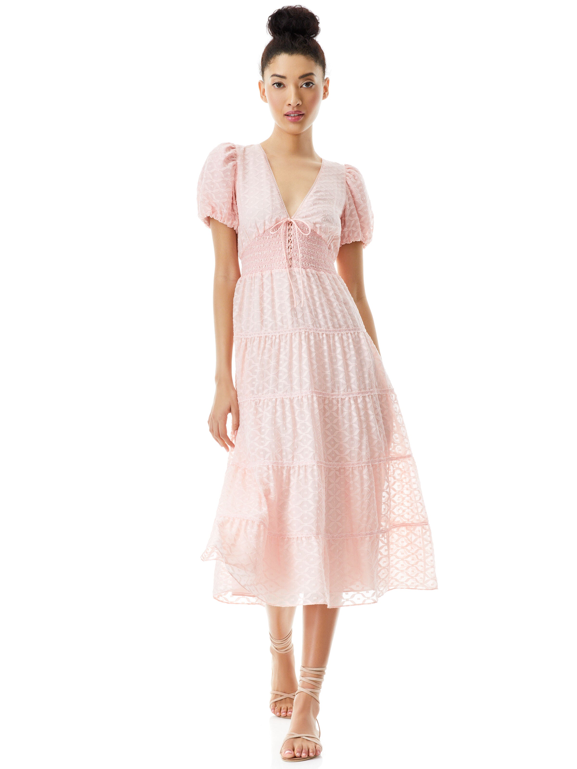 ROBE MIDI À MANCHES BOUFFANTES TIA-ALICE + OLIVIA