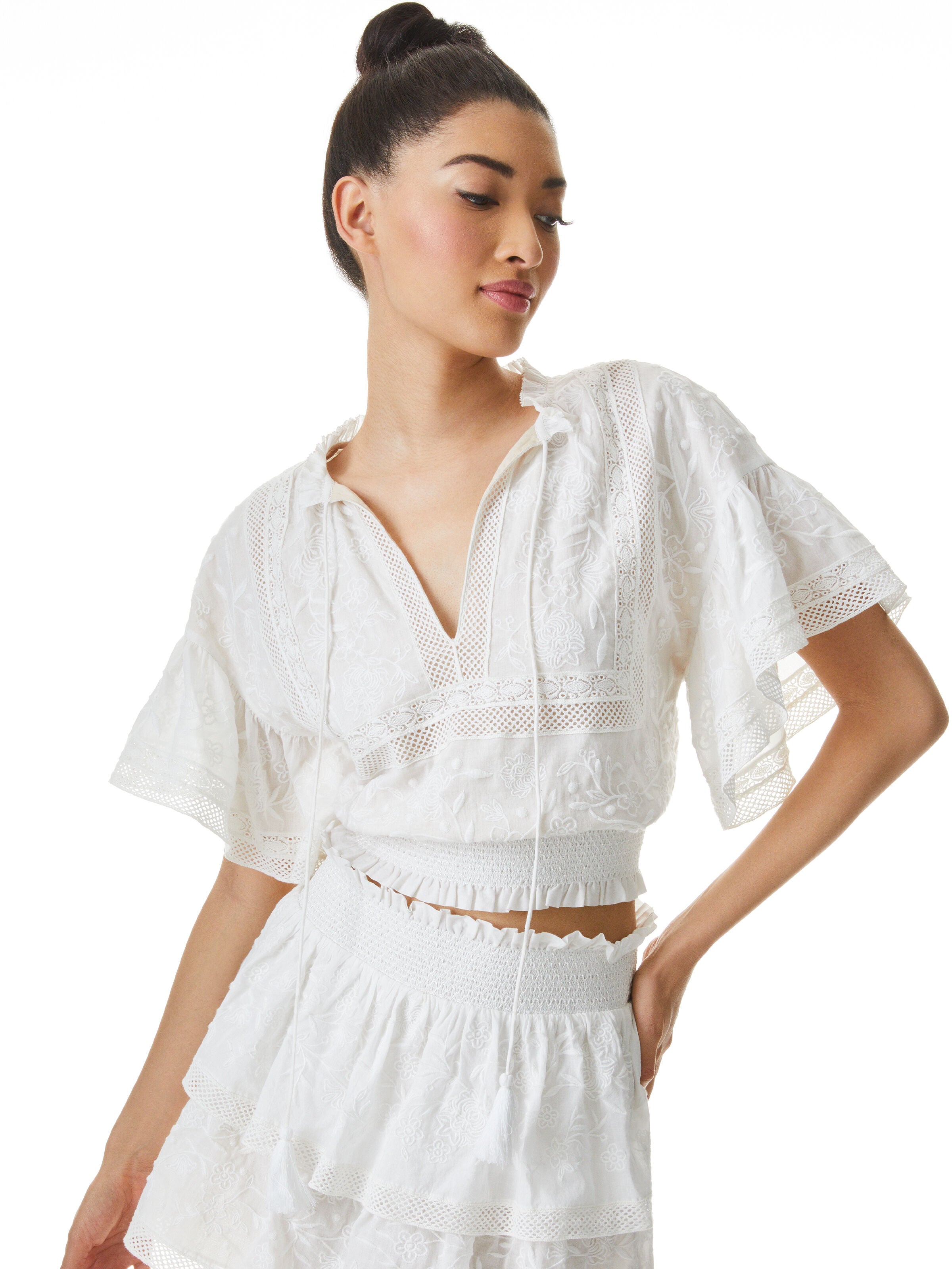 TABITHA EMBROIDERED CROP BLOUSE-OFF WHITE-ALICE + OLIVIA